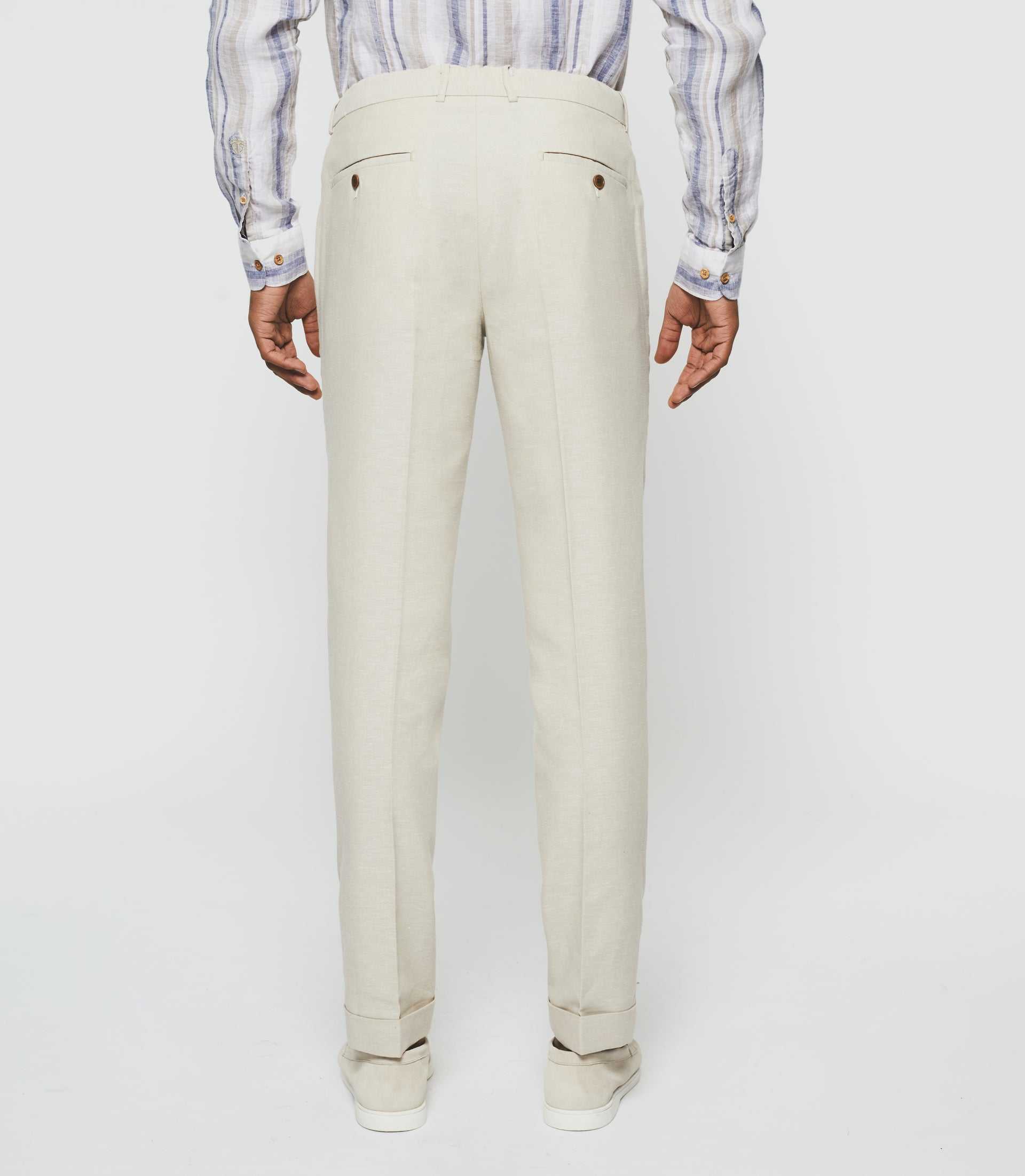 Pantalon ville en lin beige "Balicio" - Image 5