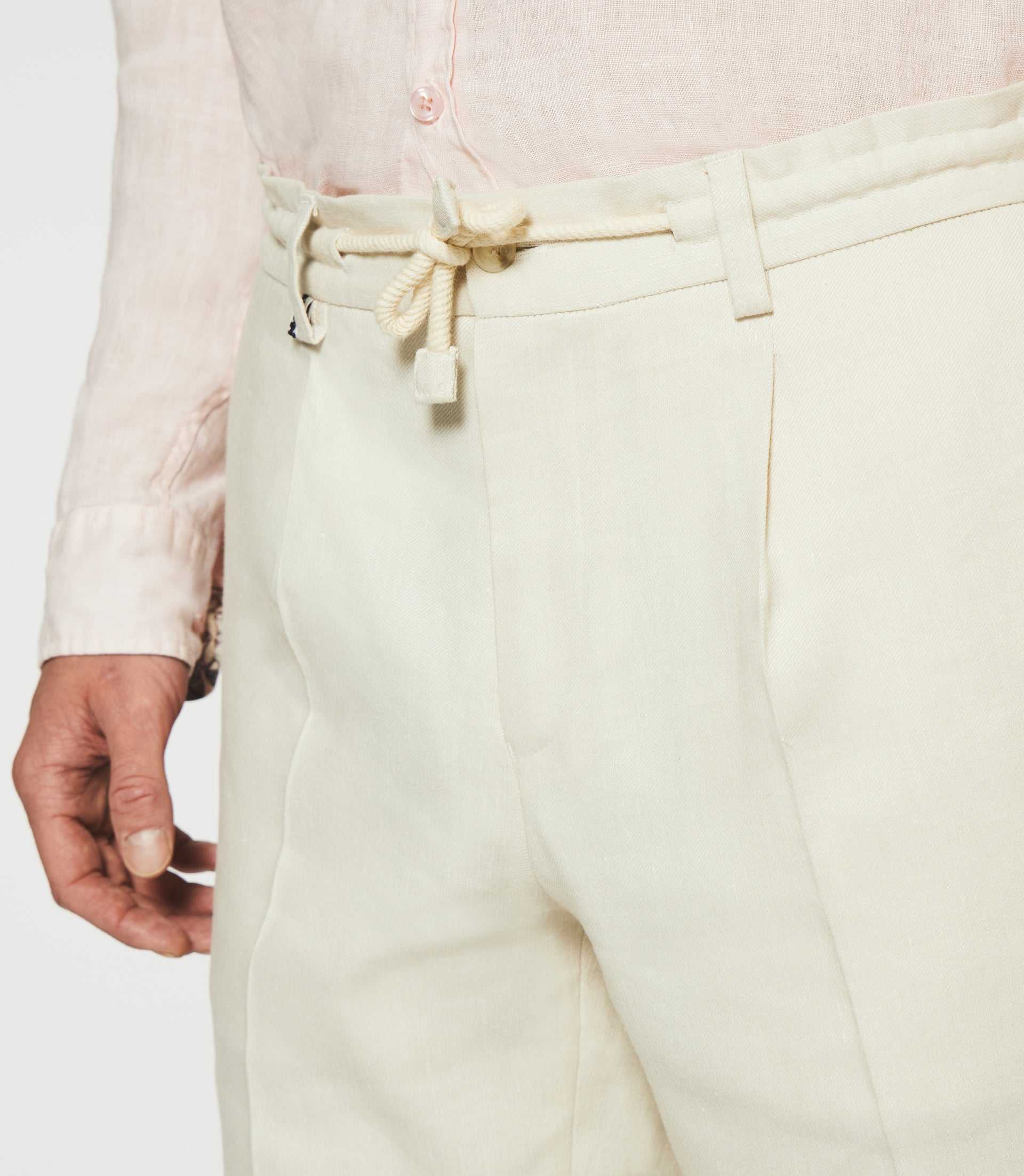 Pantalon ville en lin beige BALICIO - Image 2