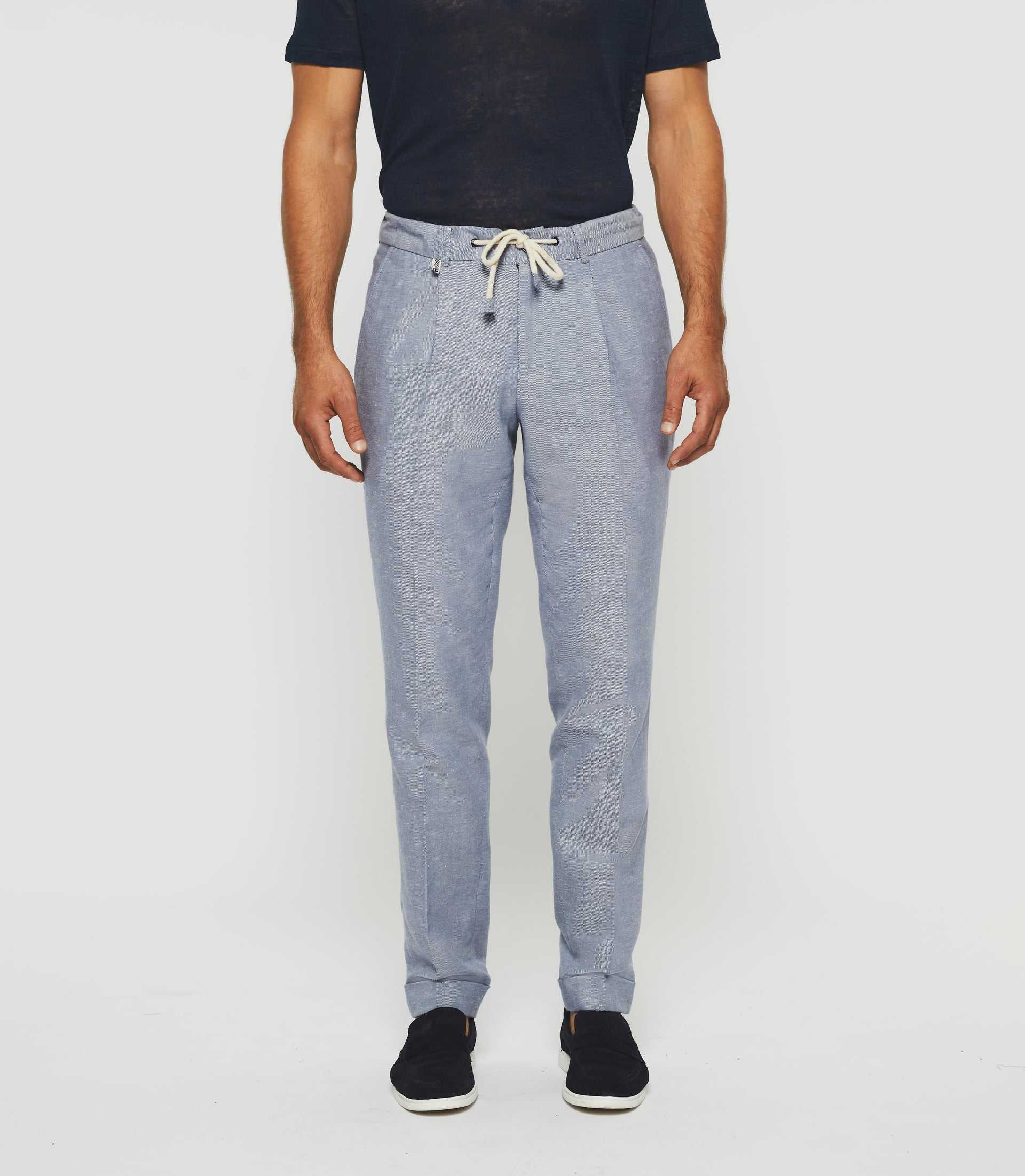 Pantalon ville en lin bleu ciel "Balicio"
