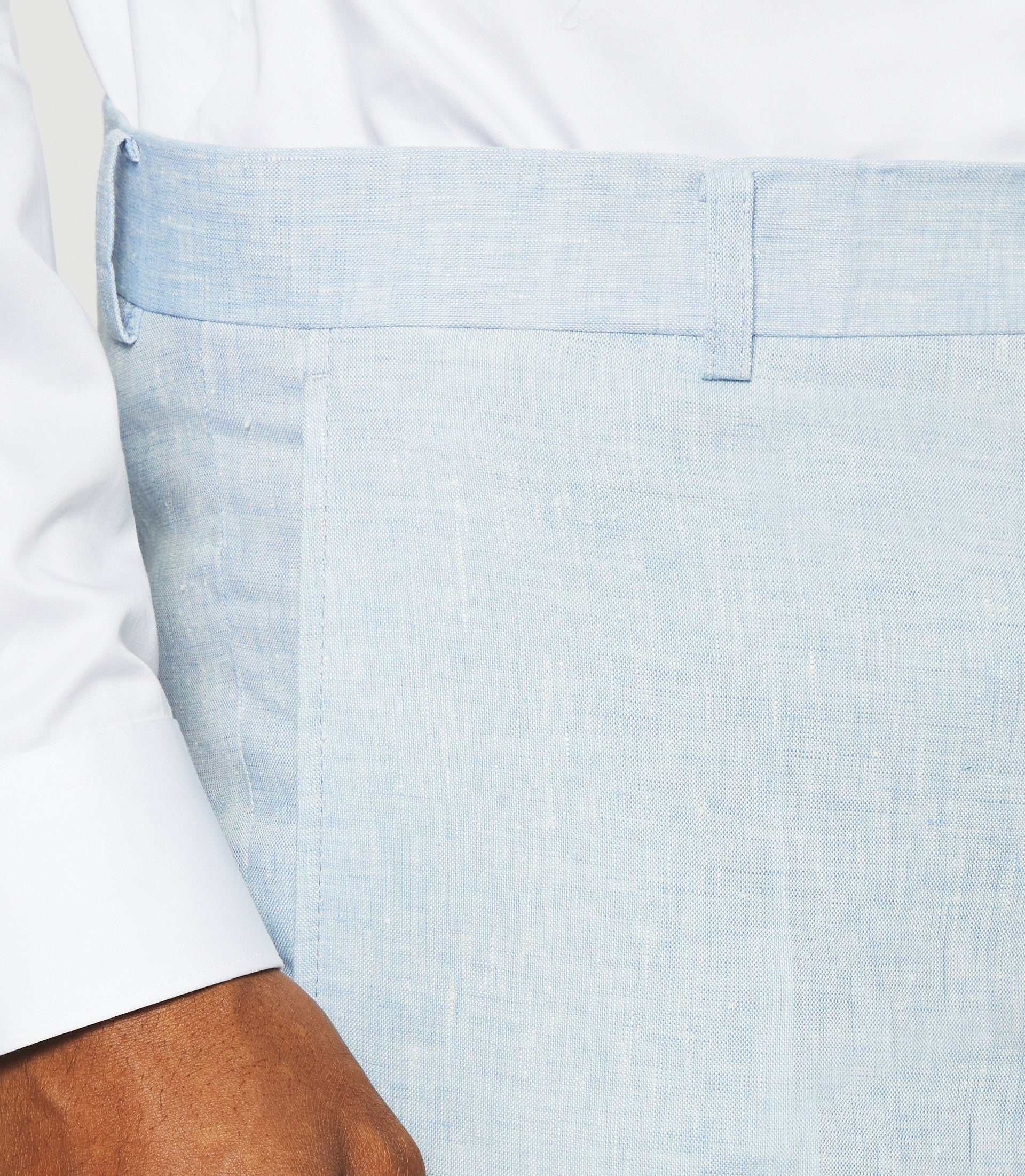 Pantalon ville 100% lin bleu ciel - Image 2
