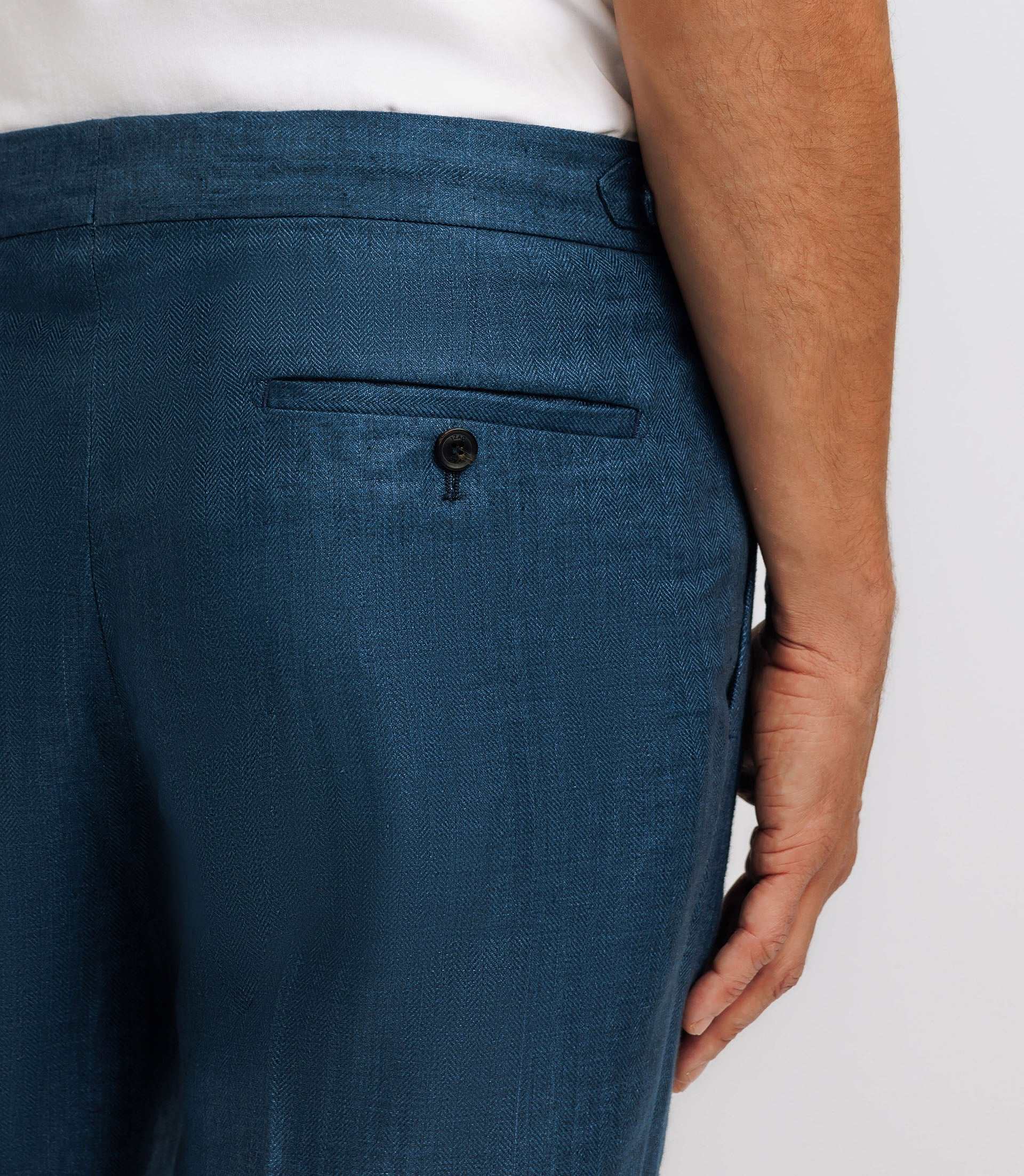Pantalon ville en lin bleu indigo - Image 3