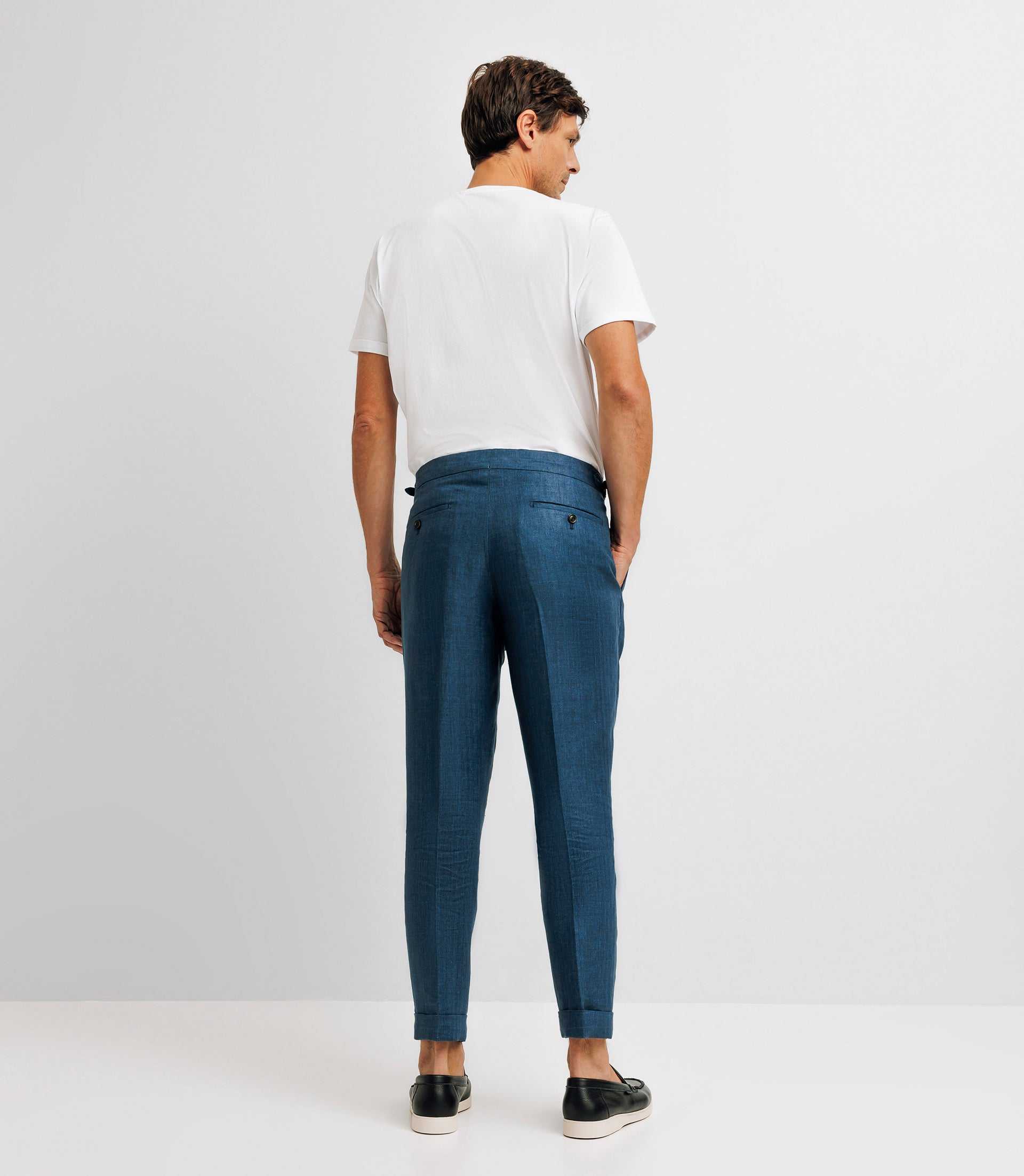 Pantalon ville en lin bleu indigo - Image 4