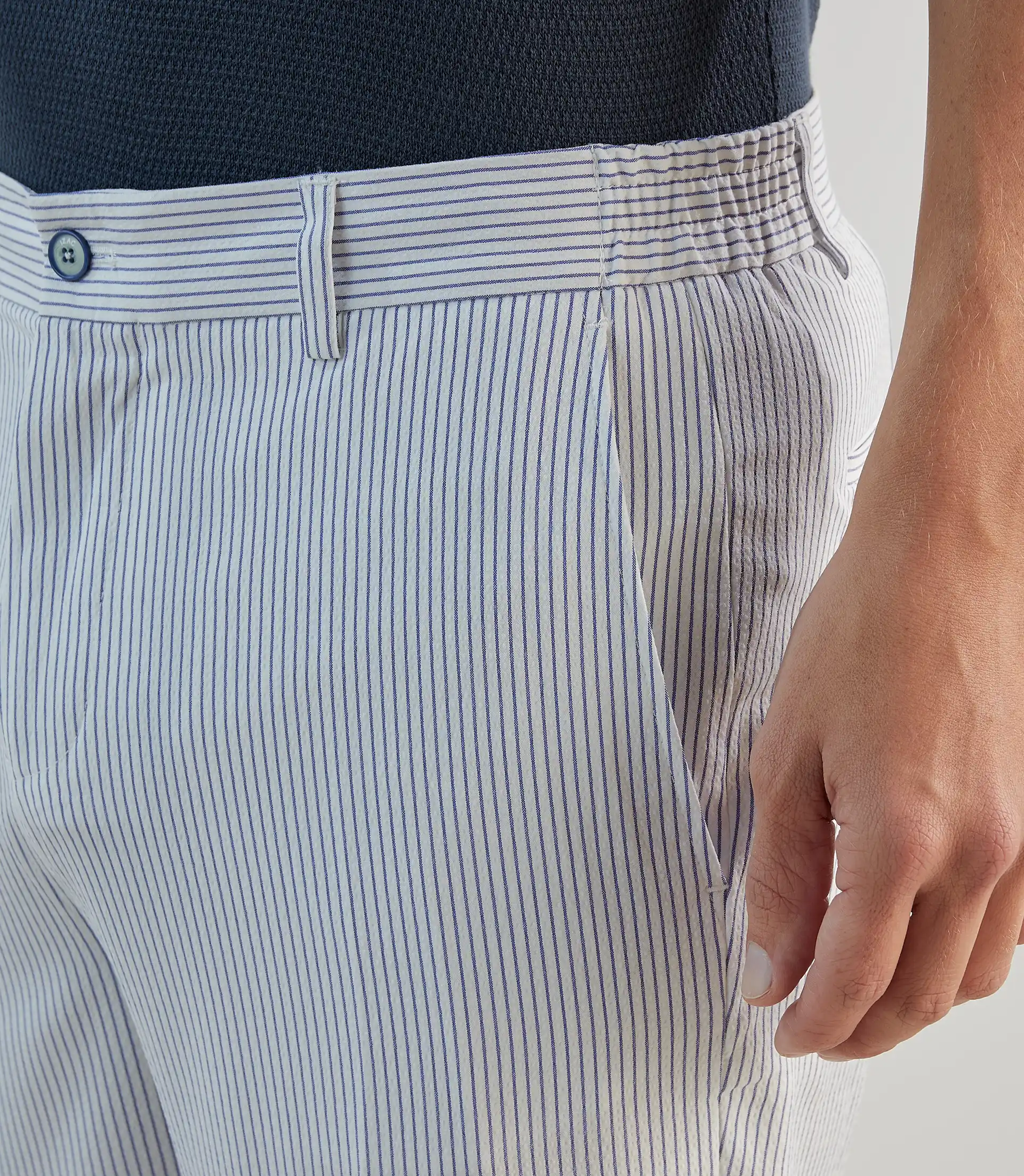 Pantalon ville en seersucker rayé bleu - Image 2