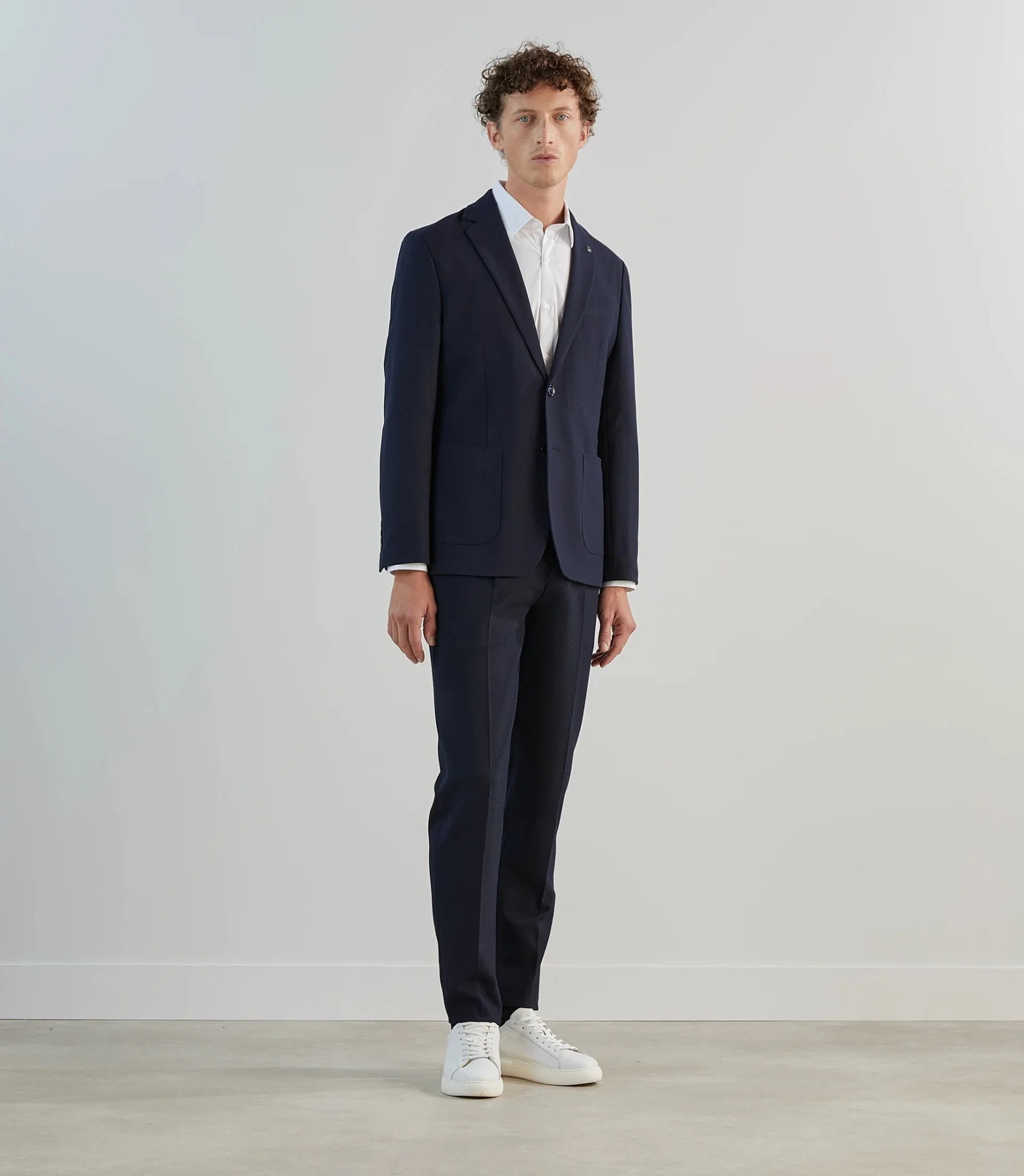 Pantalon ville en tissu armuré marine - Image 5