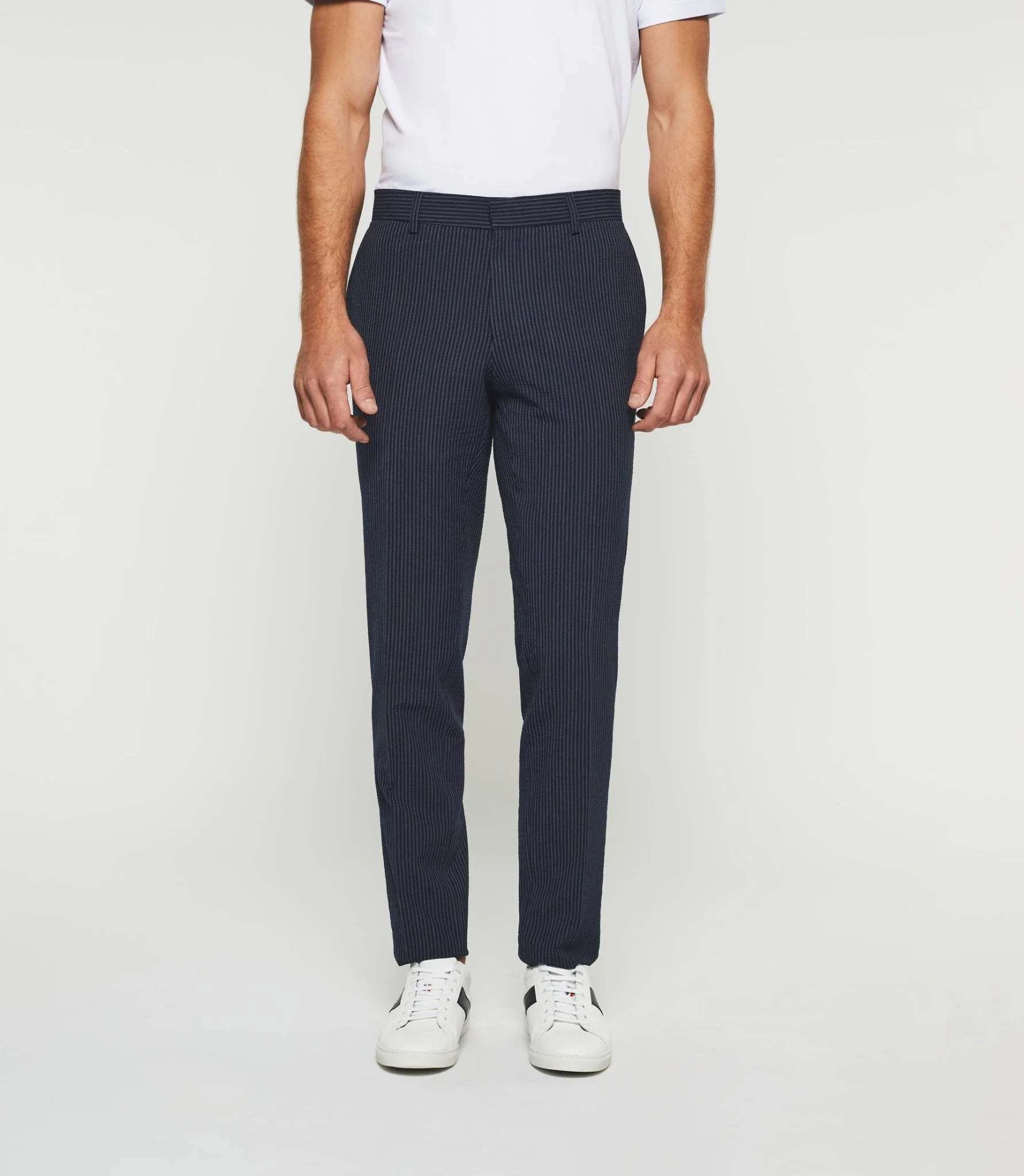 Pantalon ville à rayures marine "Bcode"