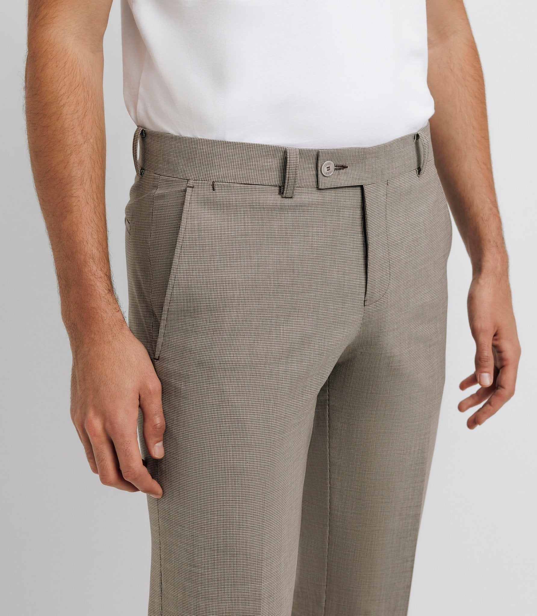 Pantalon ville motif pied de puce marron - Image 2