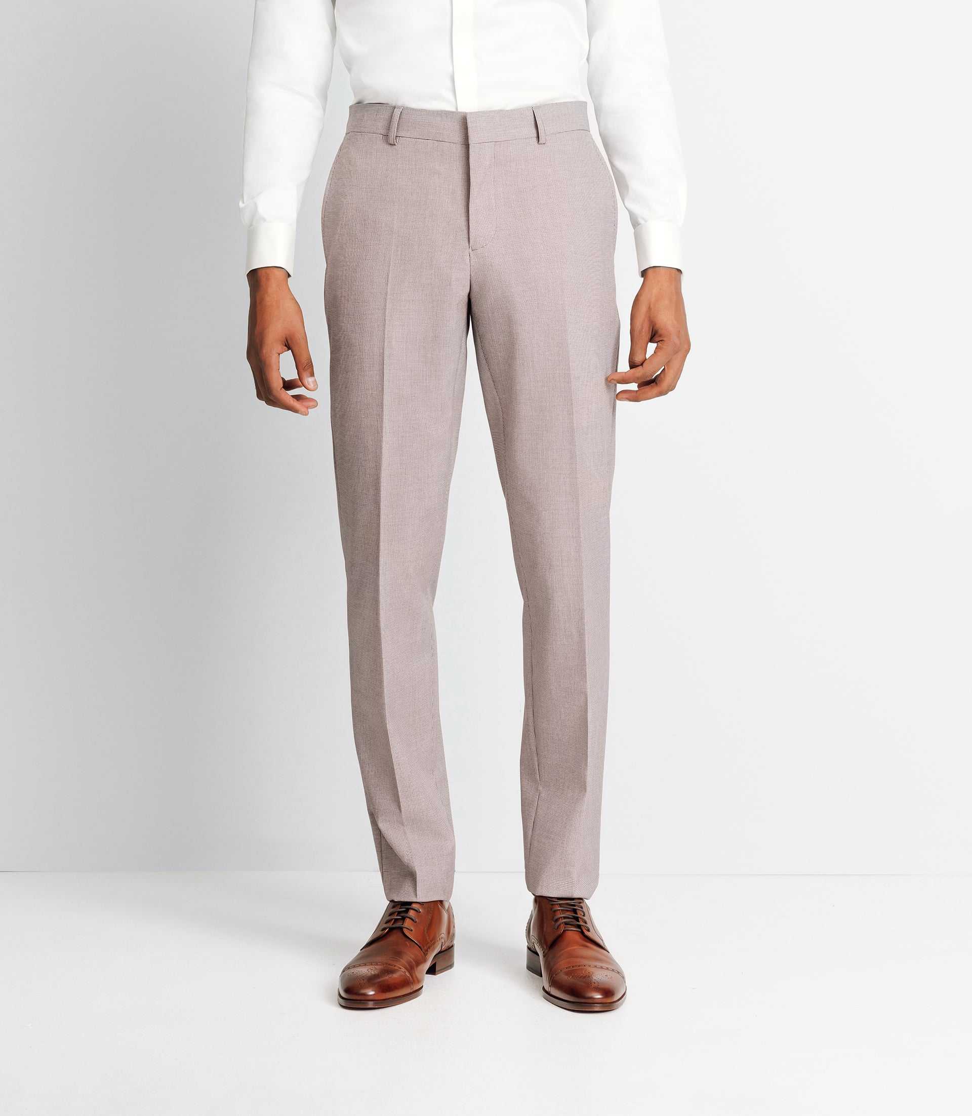 Pantalon ville motif pied de puce parme foncé
