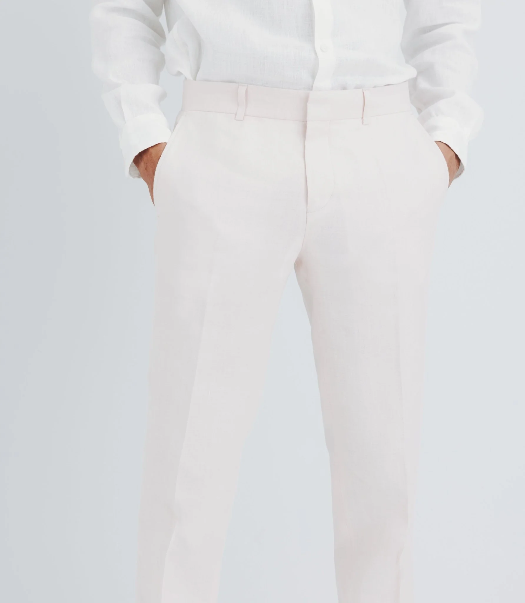 Pantalon ville 100% lin rose - Image 2