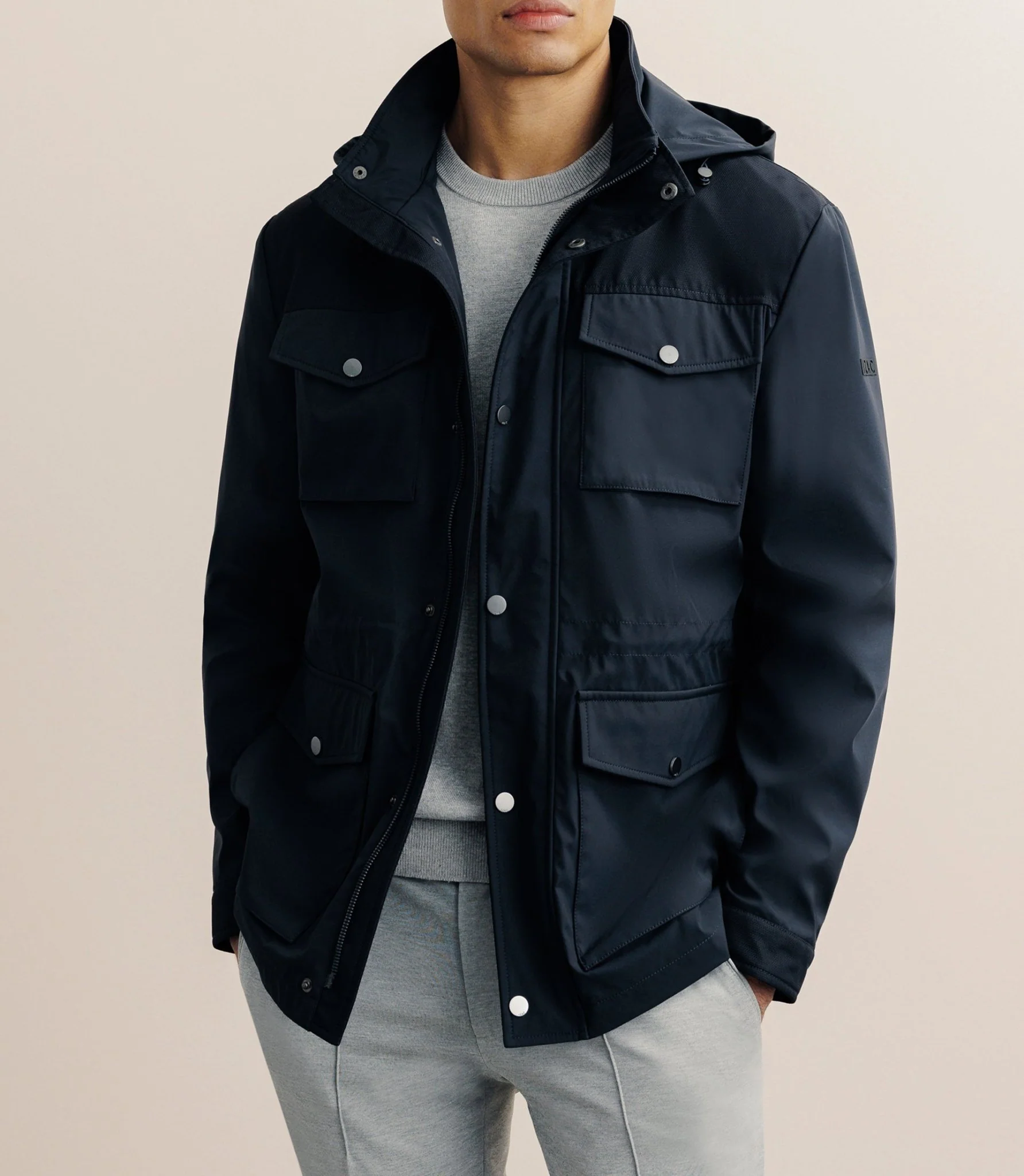 Parka avec capuche amovible marine