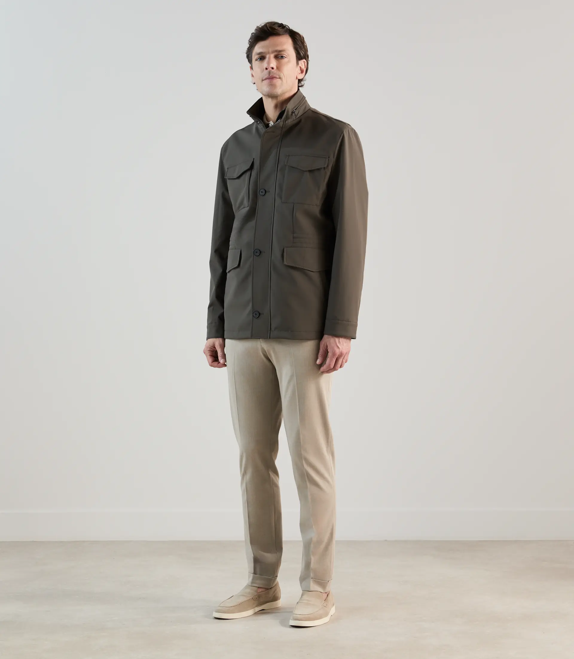 Parka courte col montant kaki foncé - Image 3