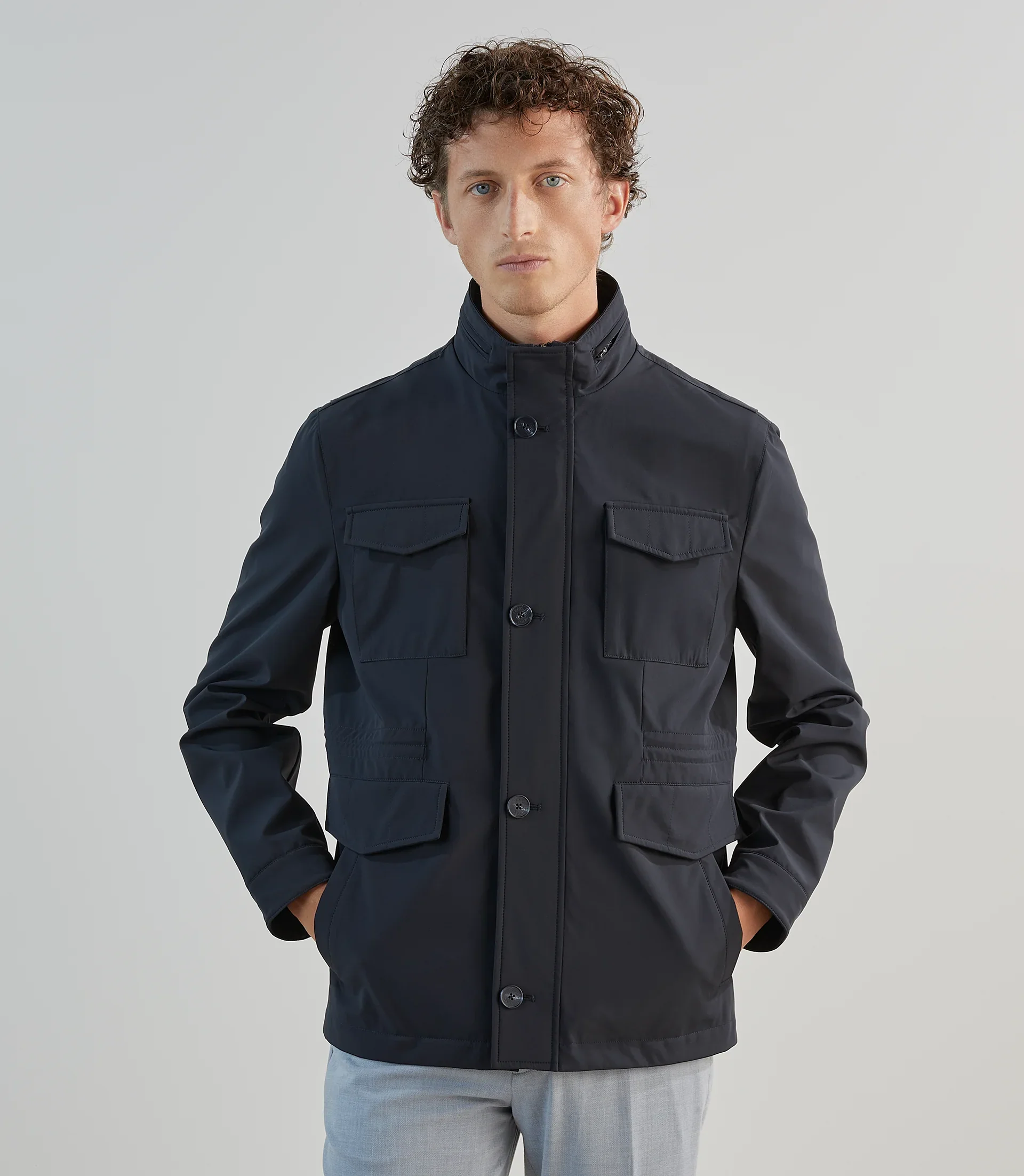 Parka courte col montant marine