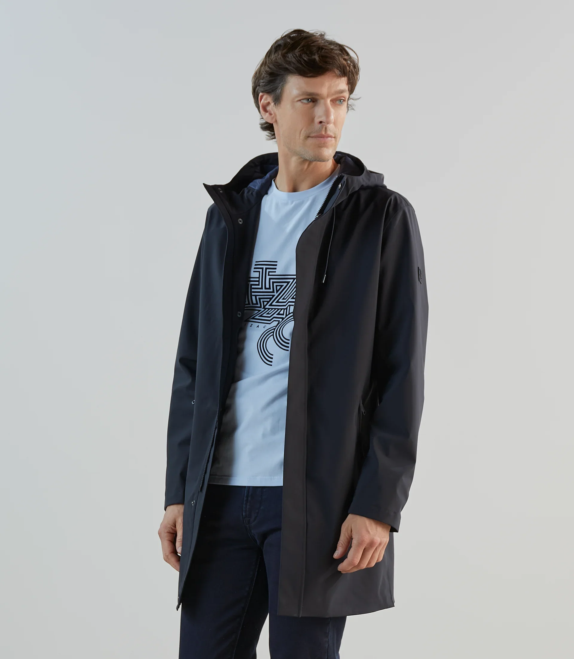 Parka légère à capuche marine