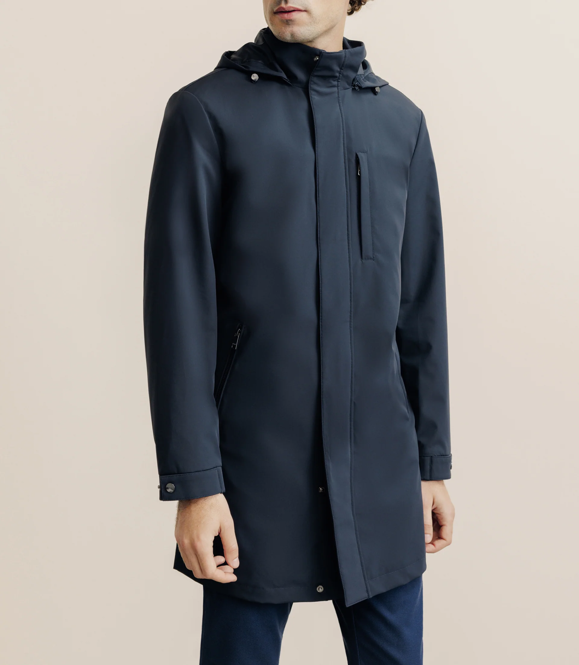 Parka longue et légère marine