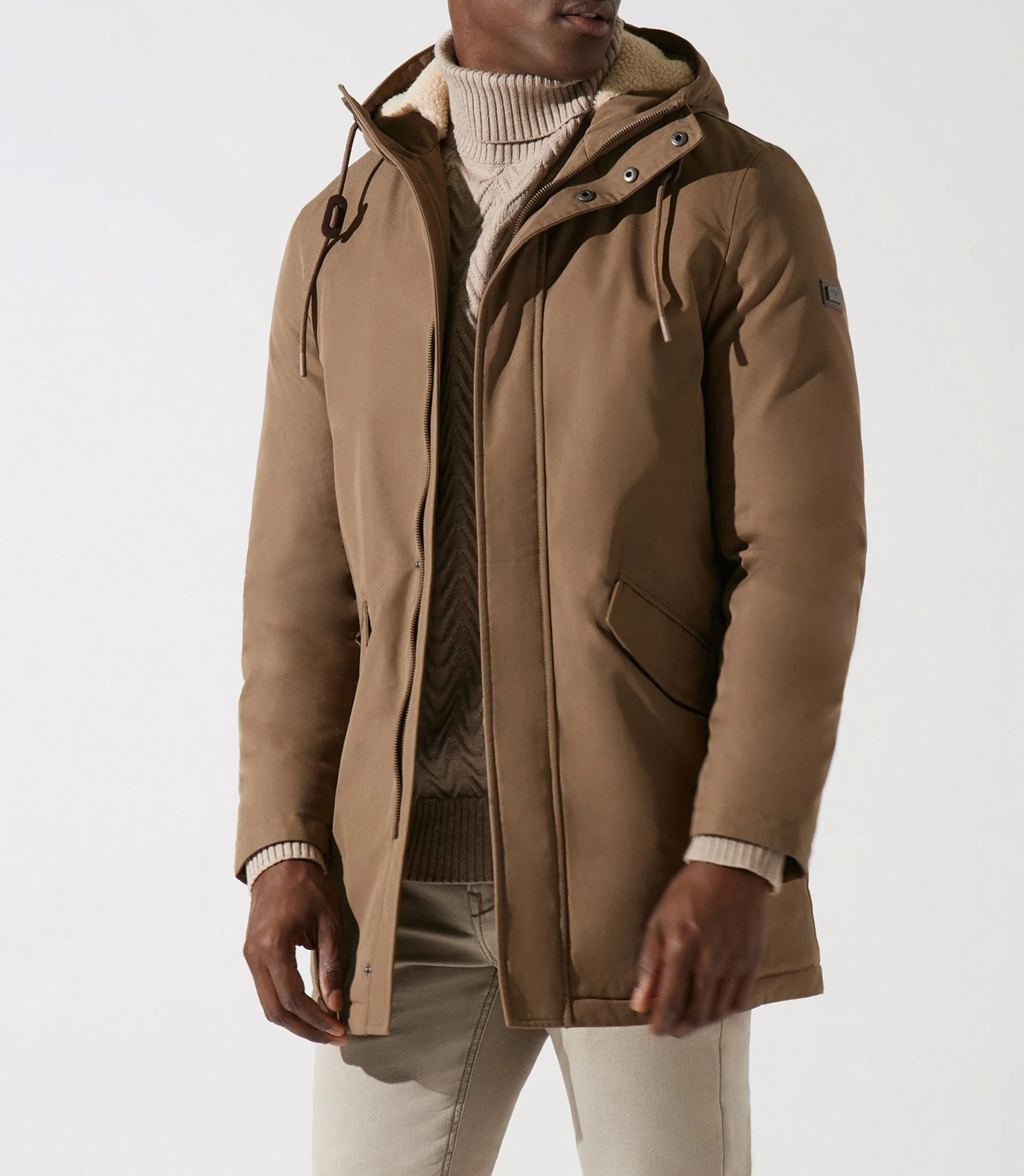 Parka longue à capuche taupe MANCHESTER
