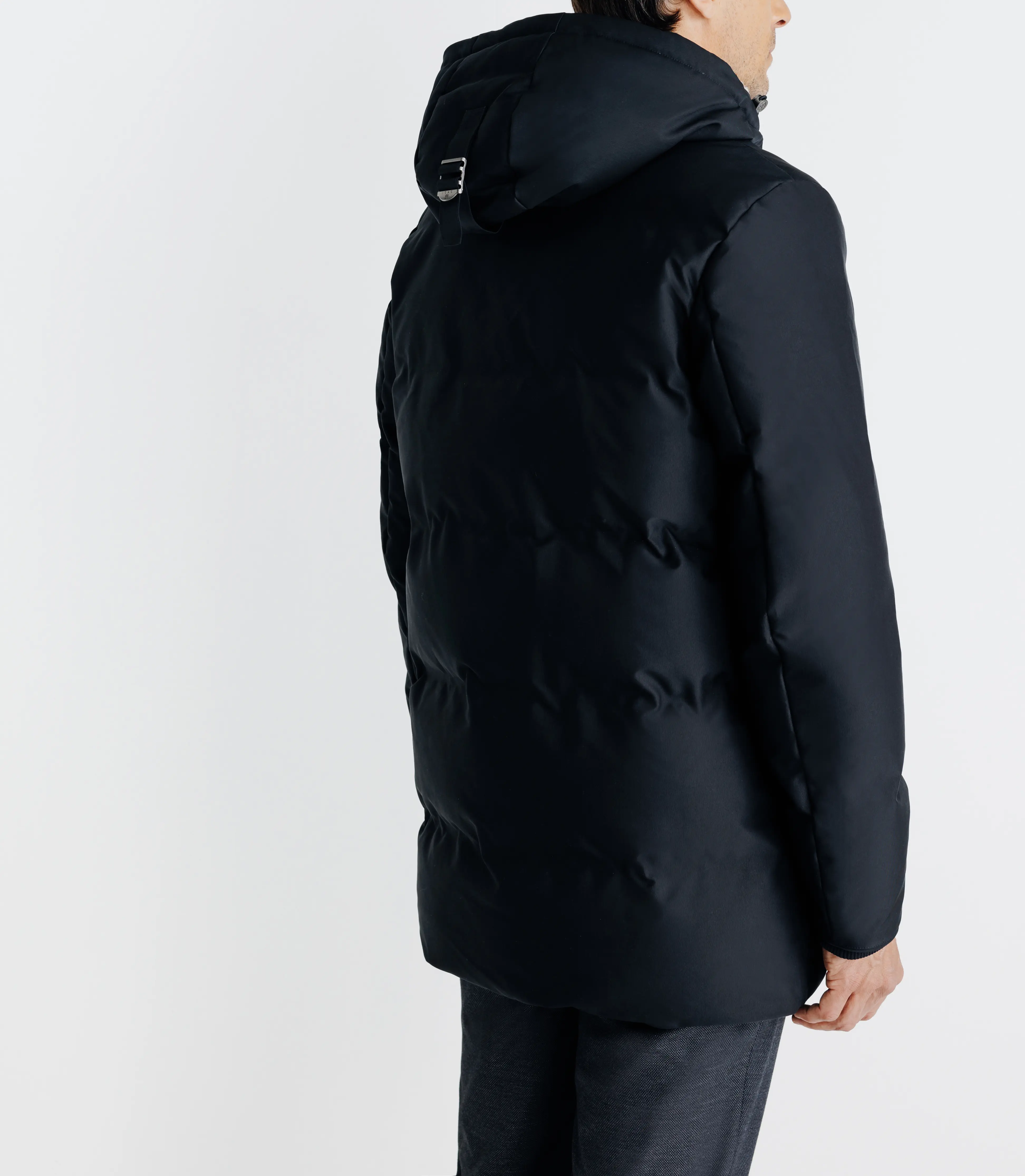 Parka longue matelassée à capuche marine - Image 2