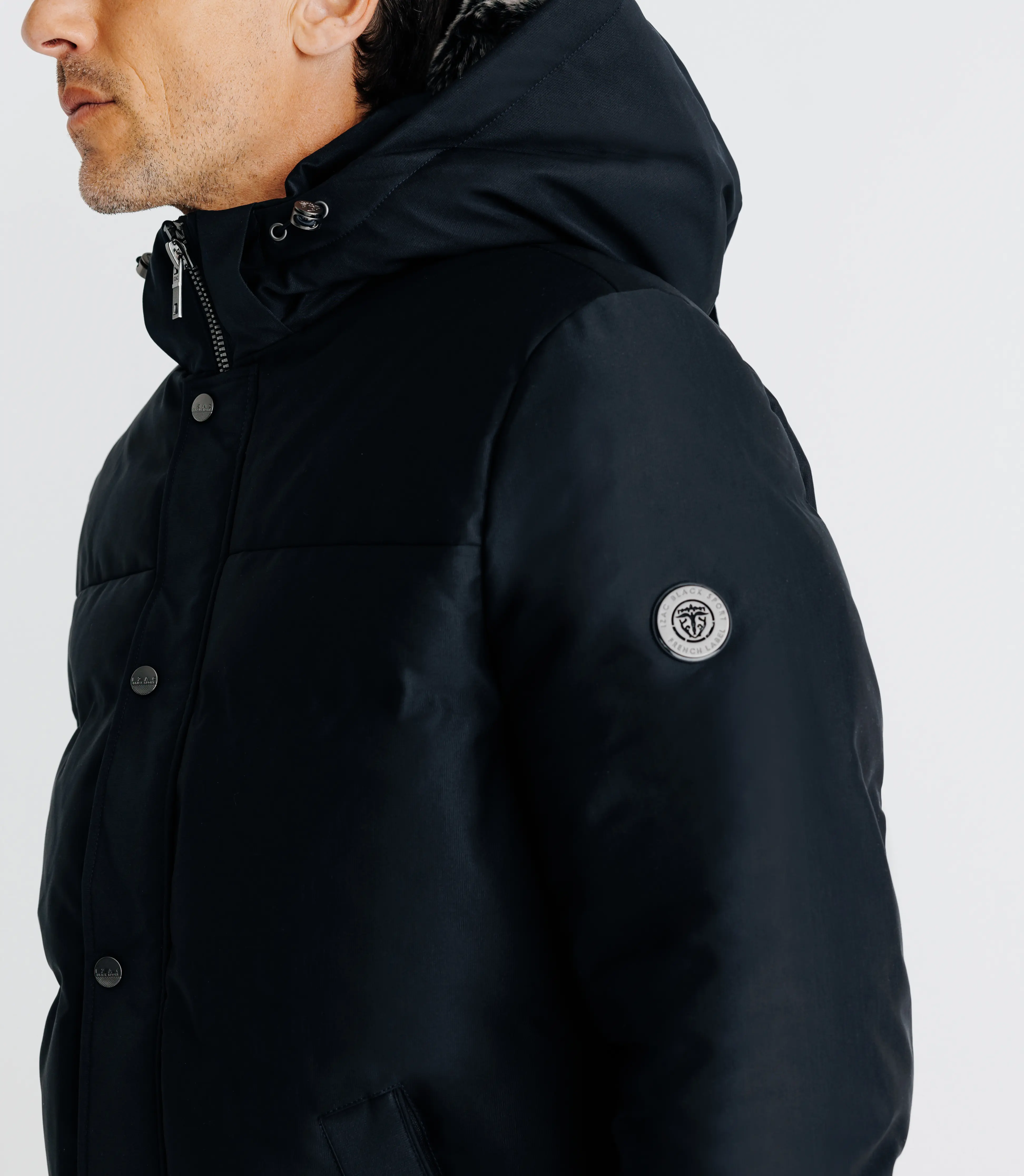 Parka longue matelassée à capuche marine - Image 3