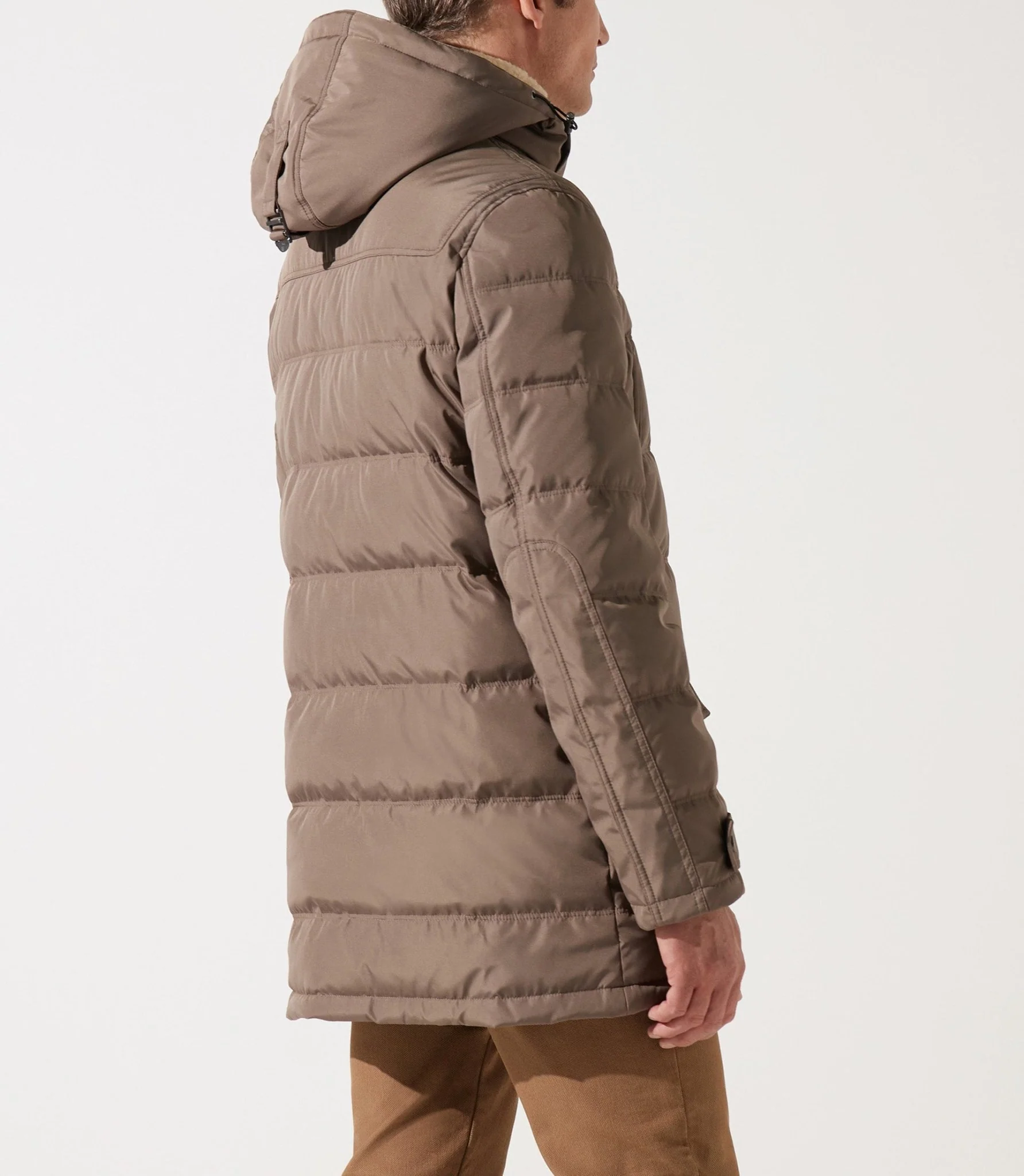 Parka longue à capuche matelassée taupe - Image 4
