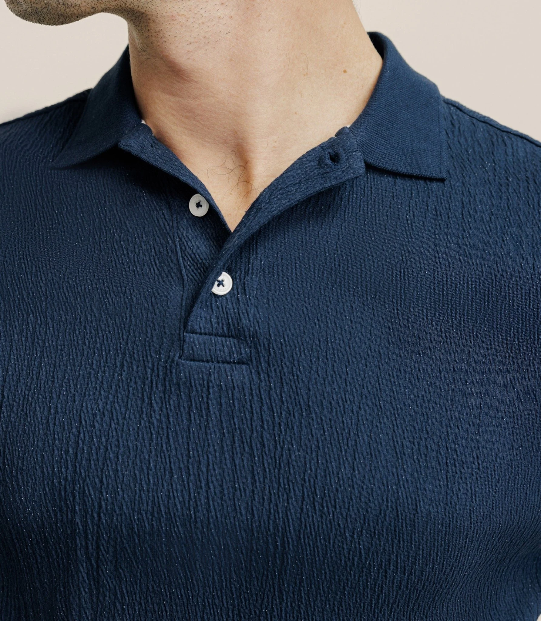 Polo boutonné en jersey marine - Image 2