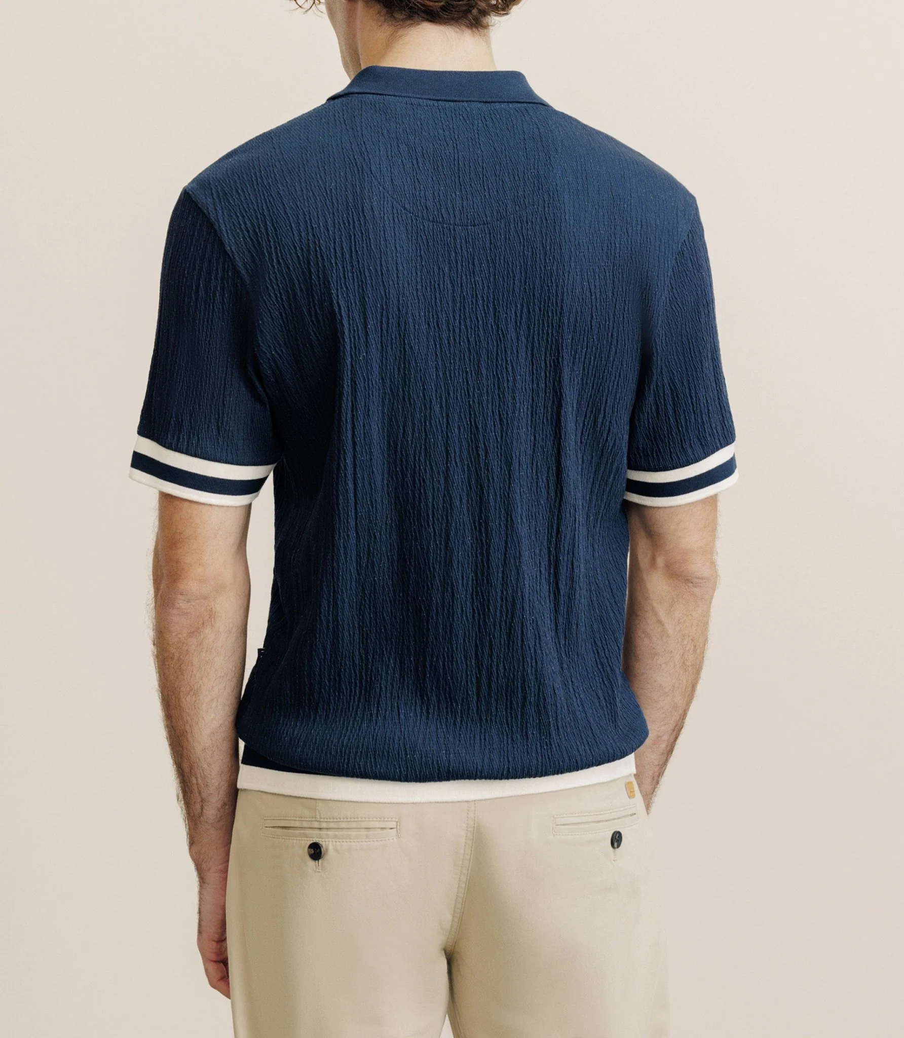 Polo boutonné en jersey marine - Image 4