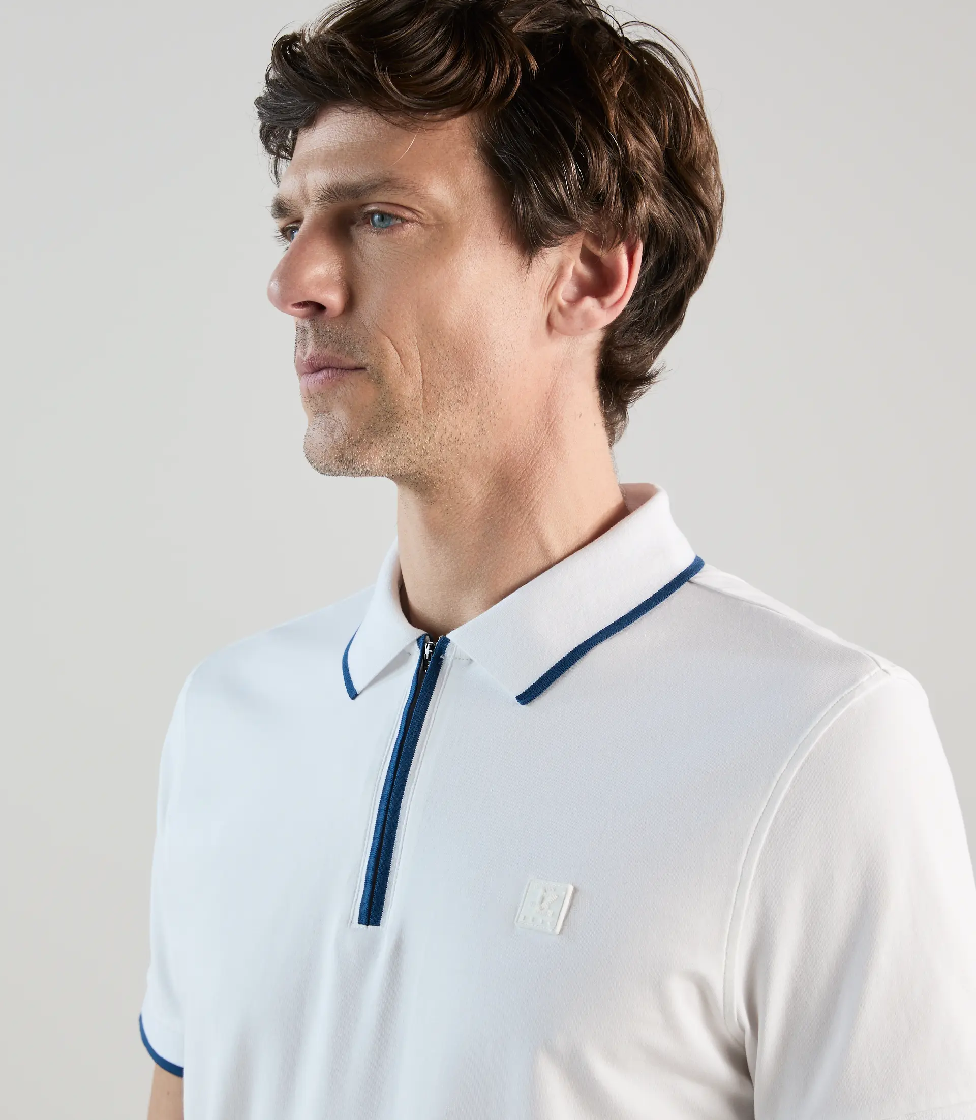 Polo à col zippé blanc - Image 2