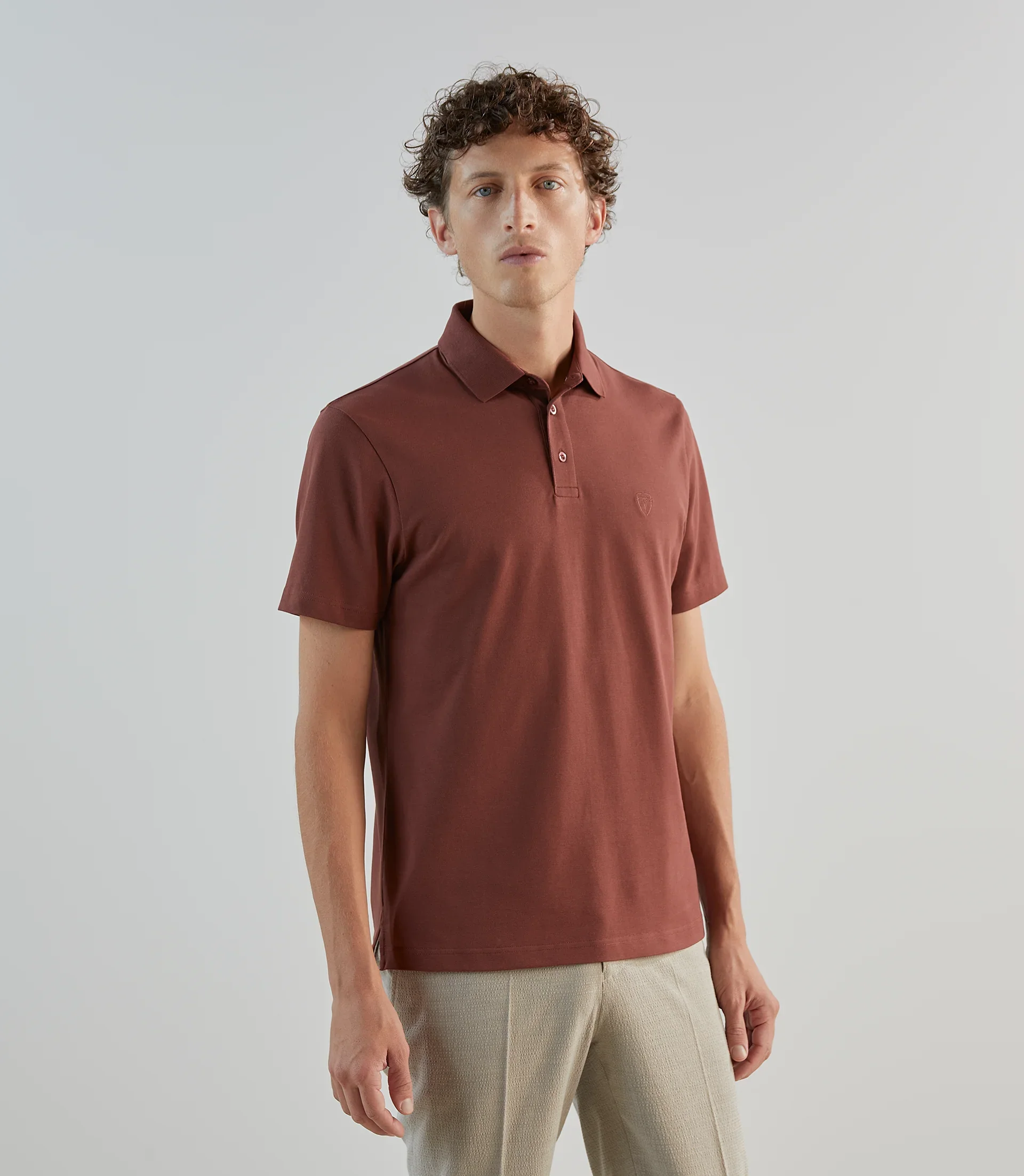 Polo piqué rouge bordeaux - Image 2
