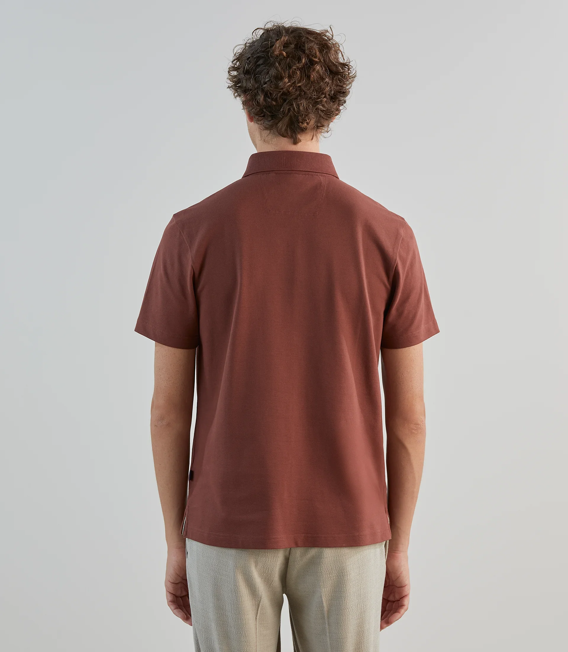 Polo piqué rouge bordeaux - Image 5