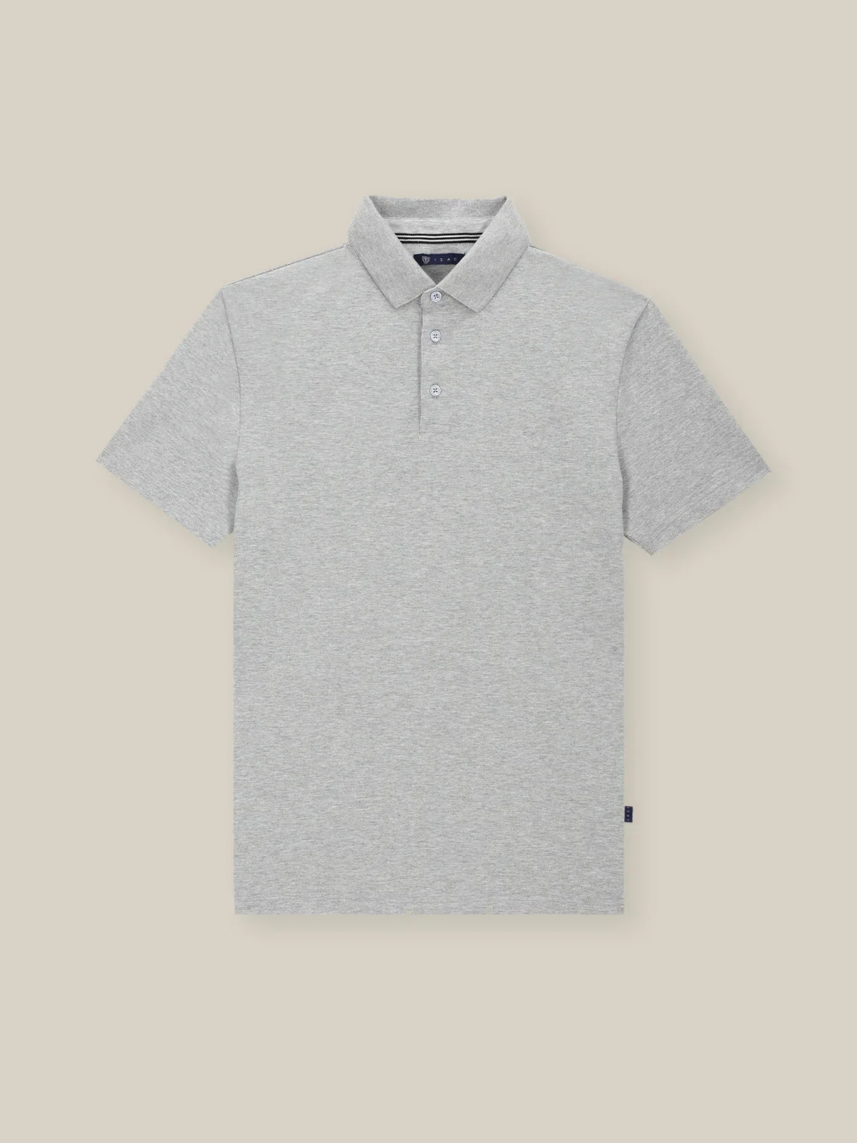 Polo boutonné piqué gris chine