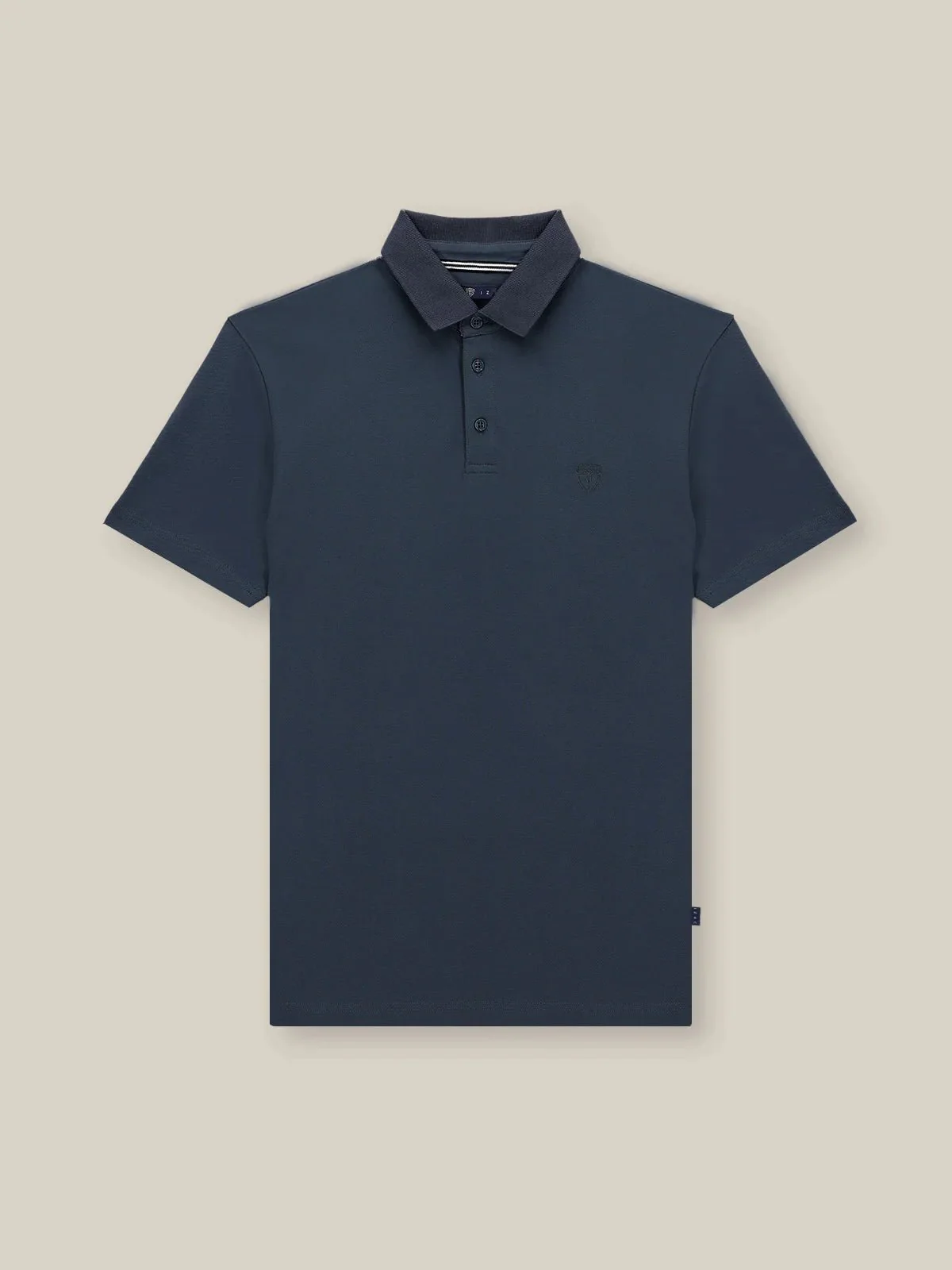 Polo boutonné piqué marine