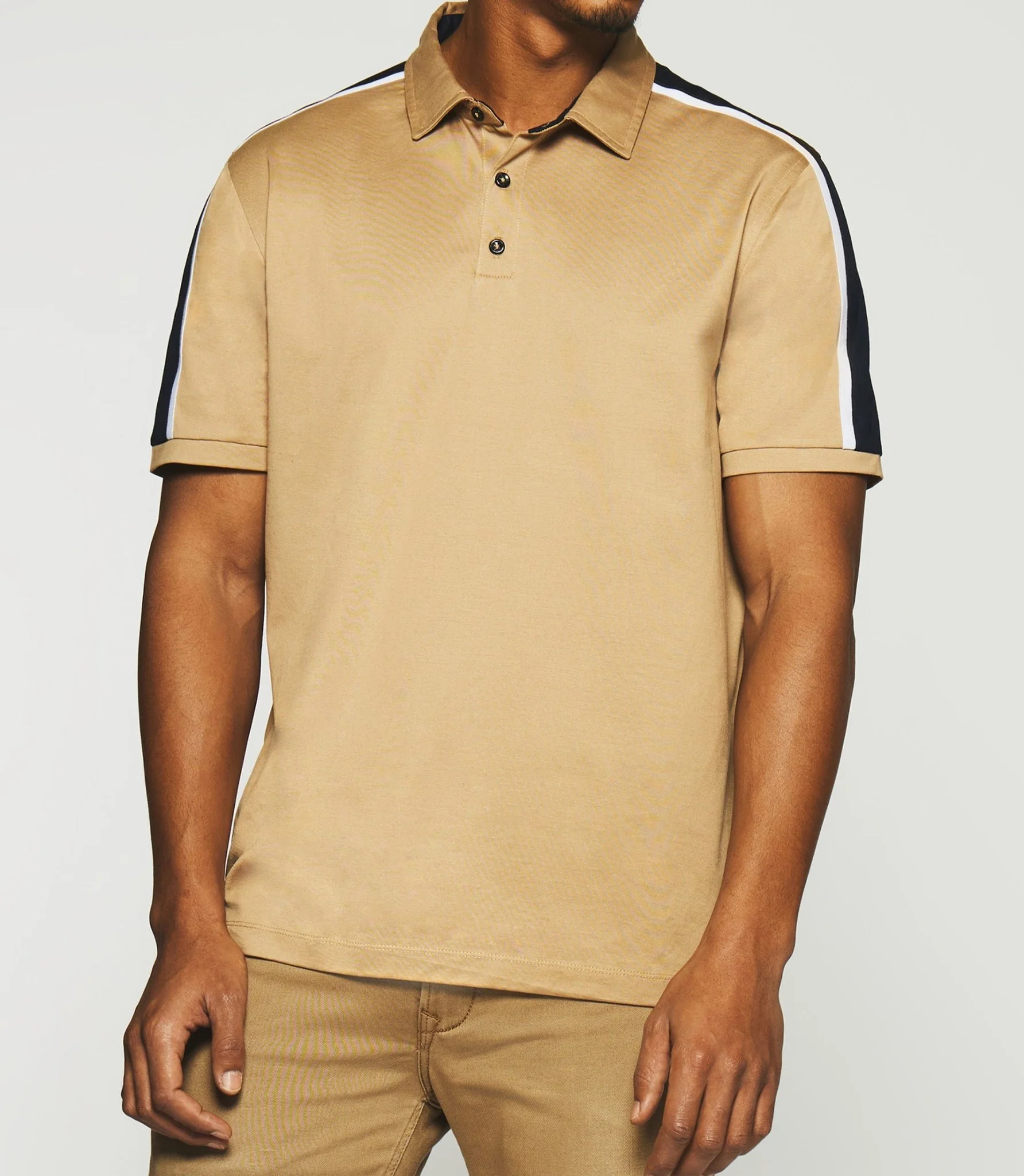 Polo uni manches courtes camel et marine GABIN - Image 2