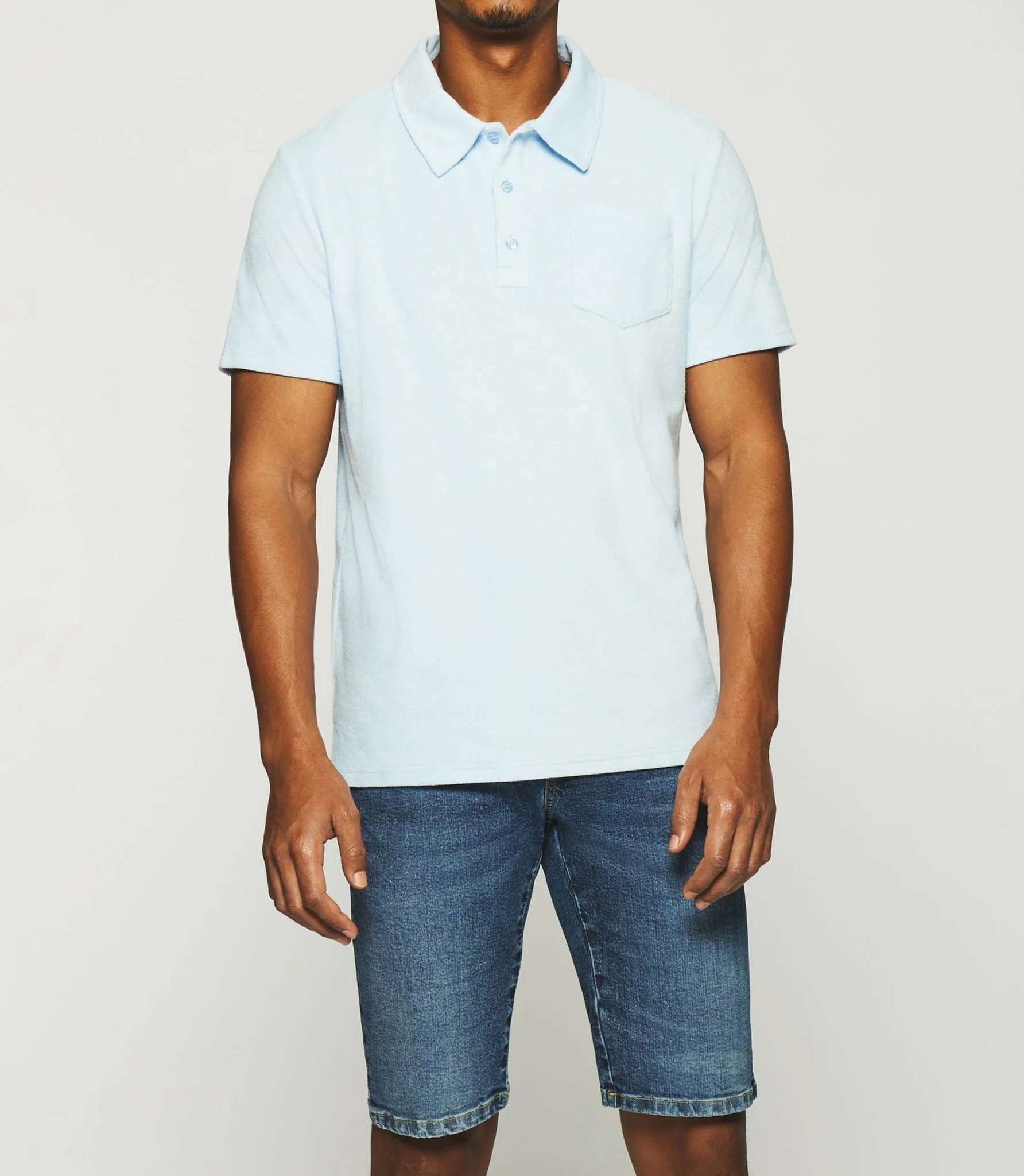 Polo en maille éponge avec poche bleu ciel GAI - Image 2