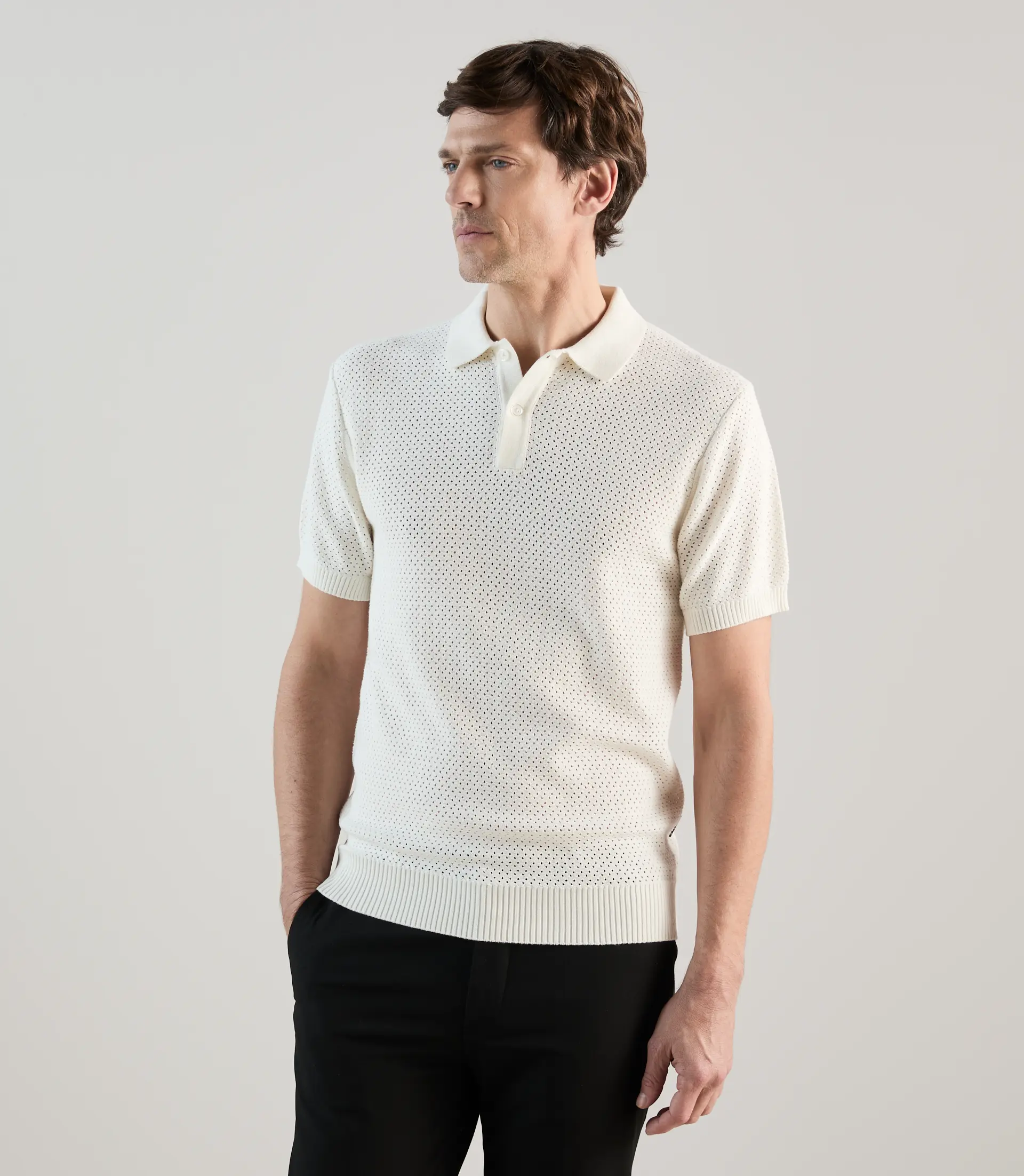 Polo col boutonné écru