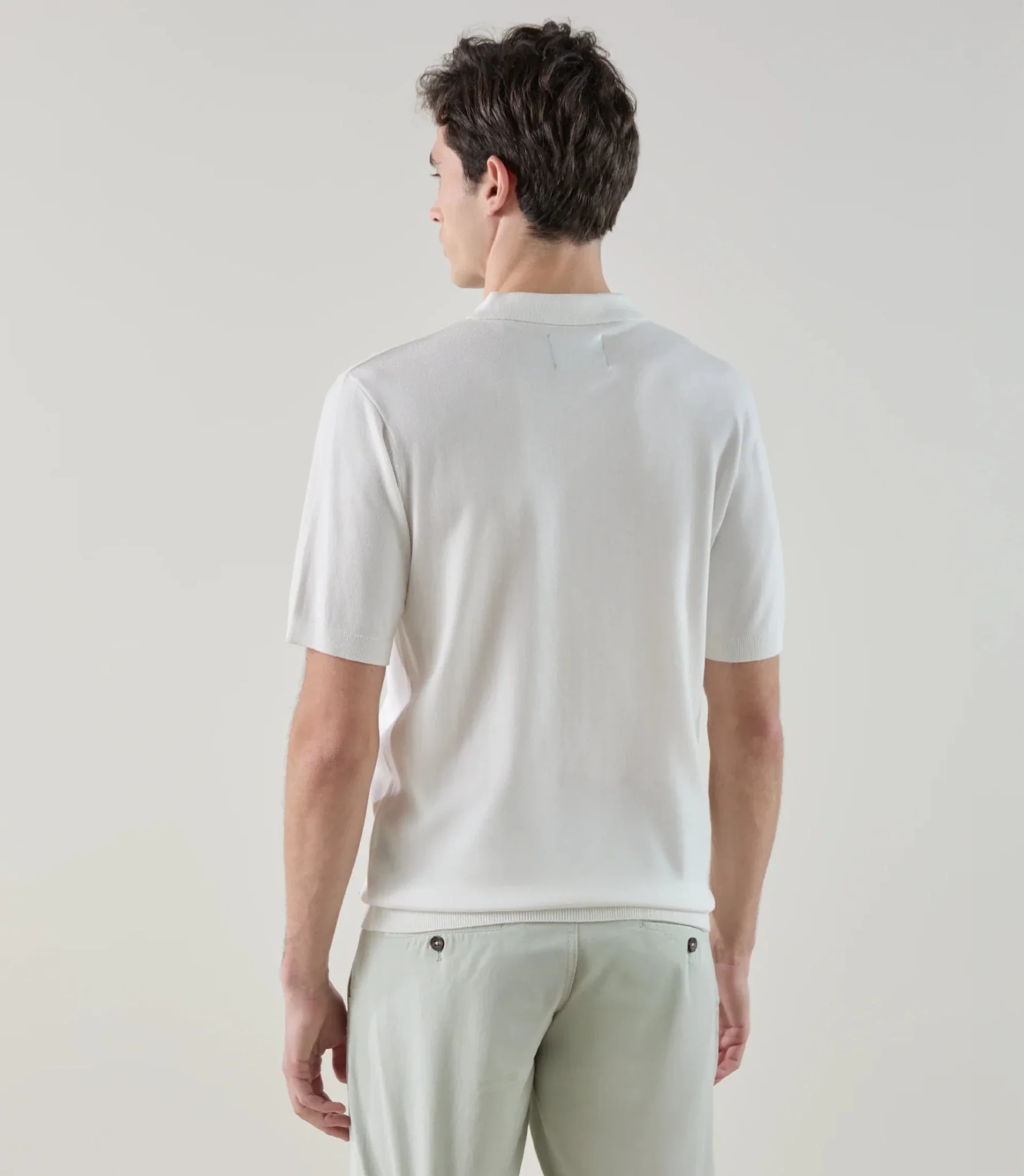 Polo col boutonné en maille écru - Image 3