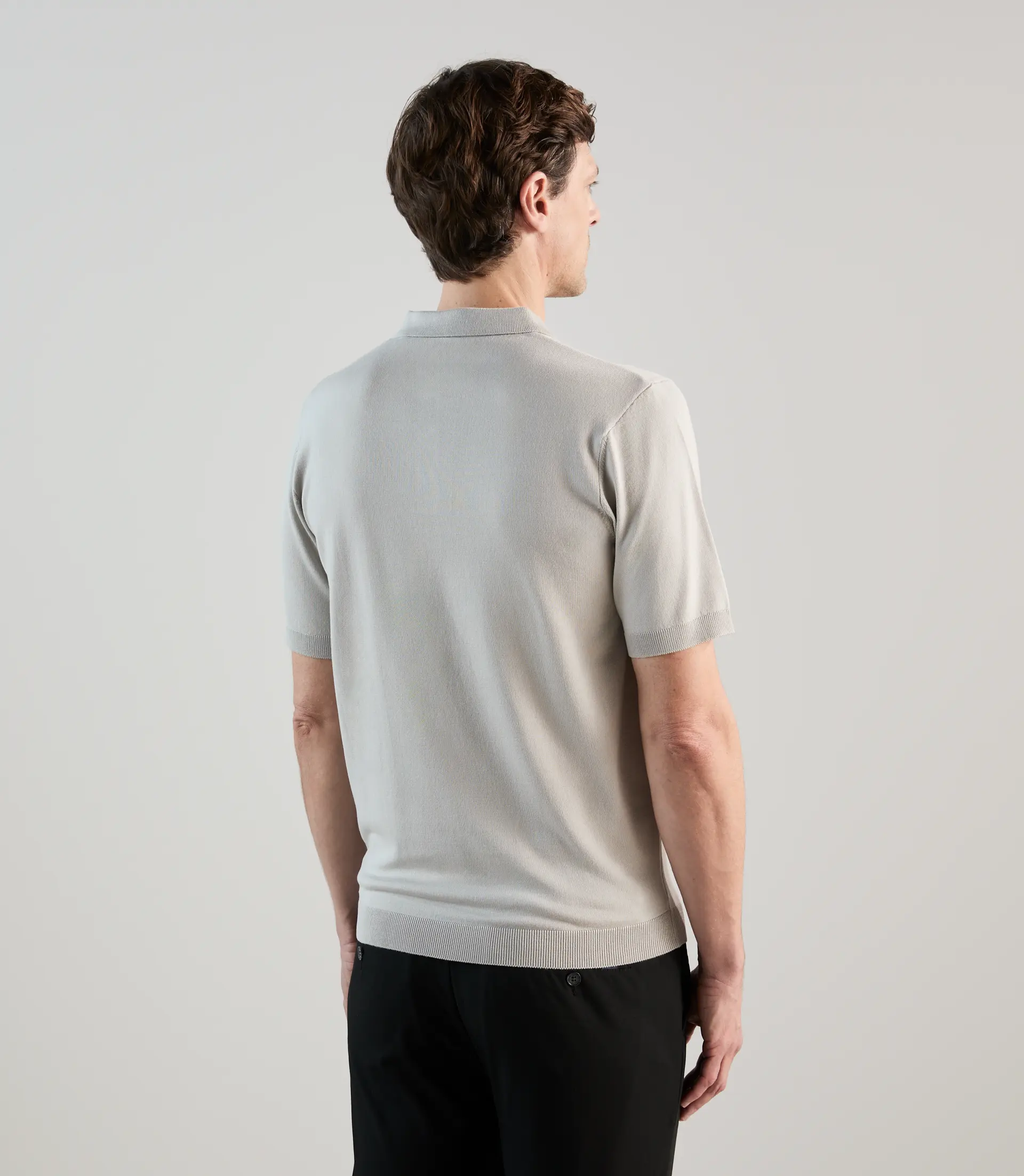 Polo col boutonné en maille gris clair - Image 3