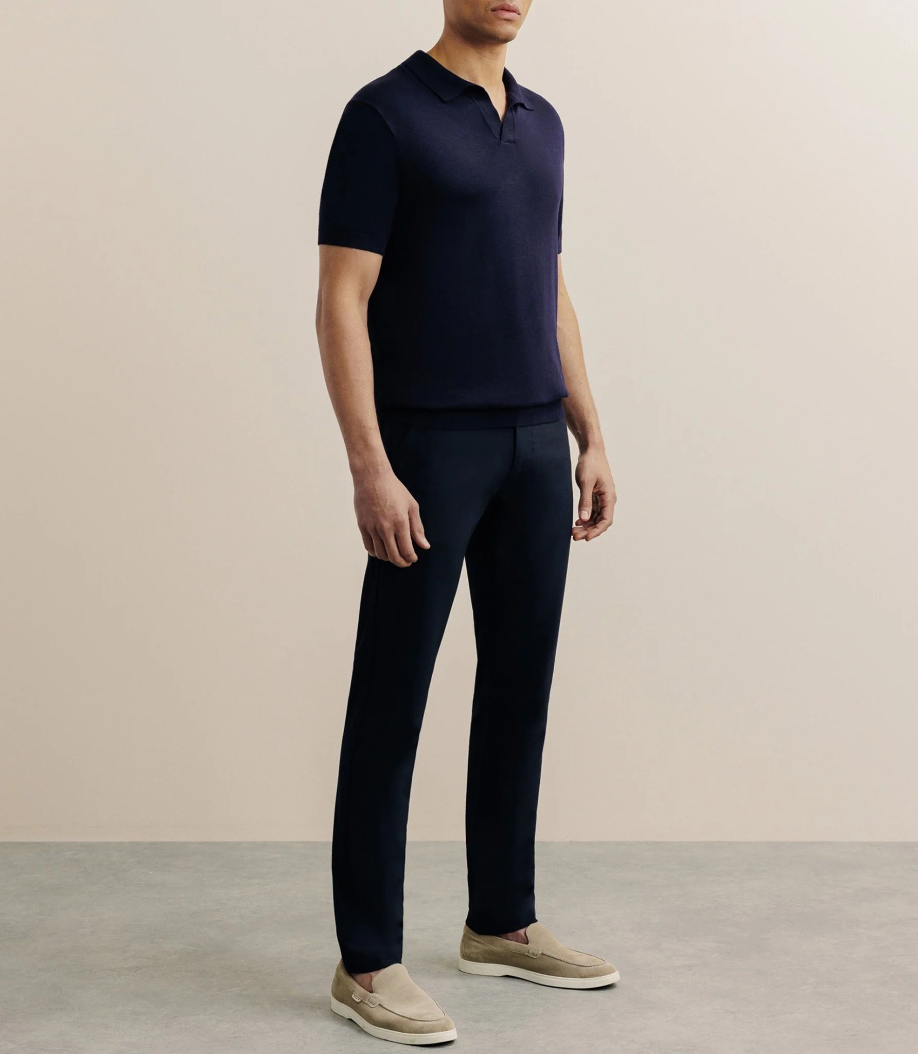 Polo col ouvert en maille marine - Image 3