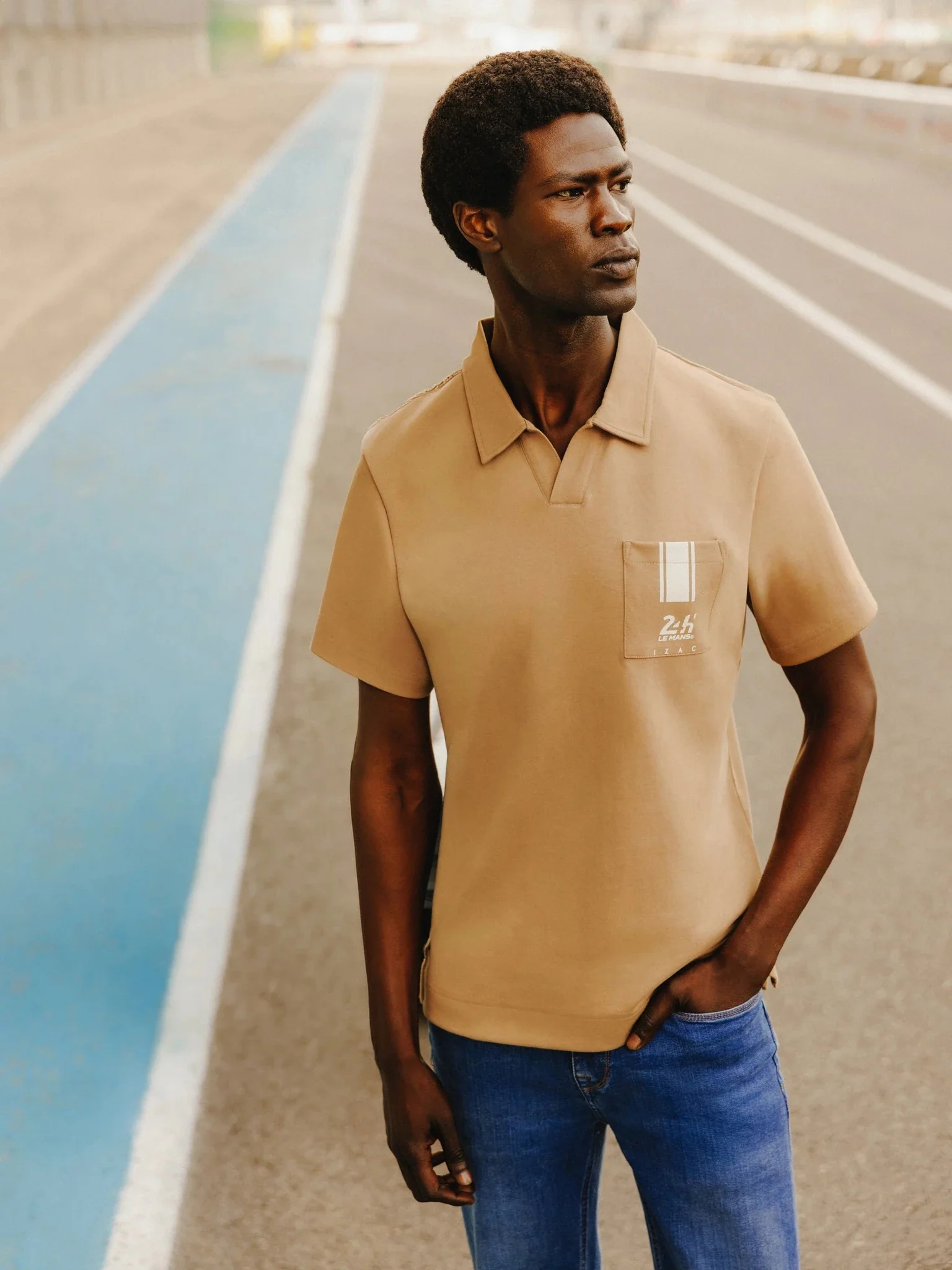 Polo col ouvert camel 24h Le Mans
