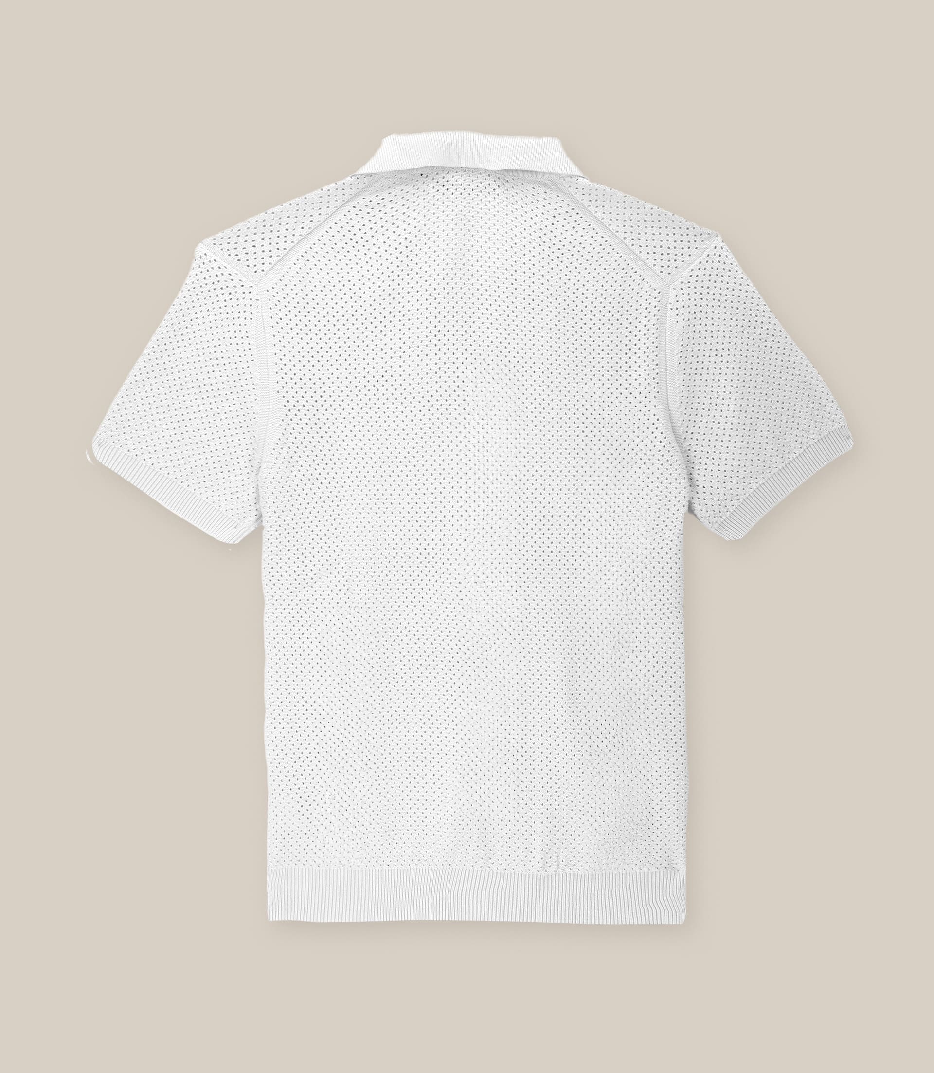 Polo col ouvert en maille ajouré écru - Image 2