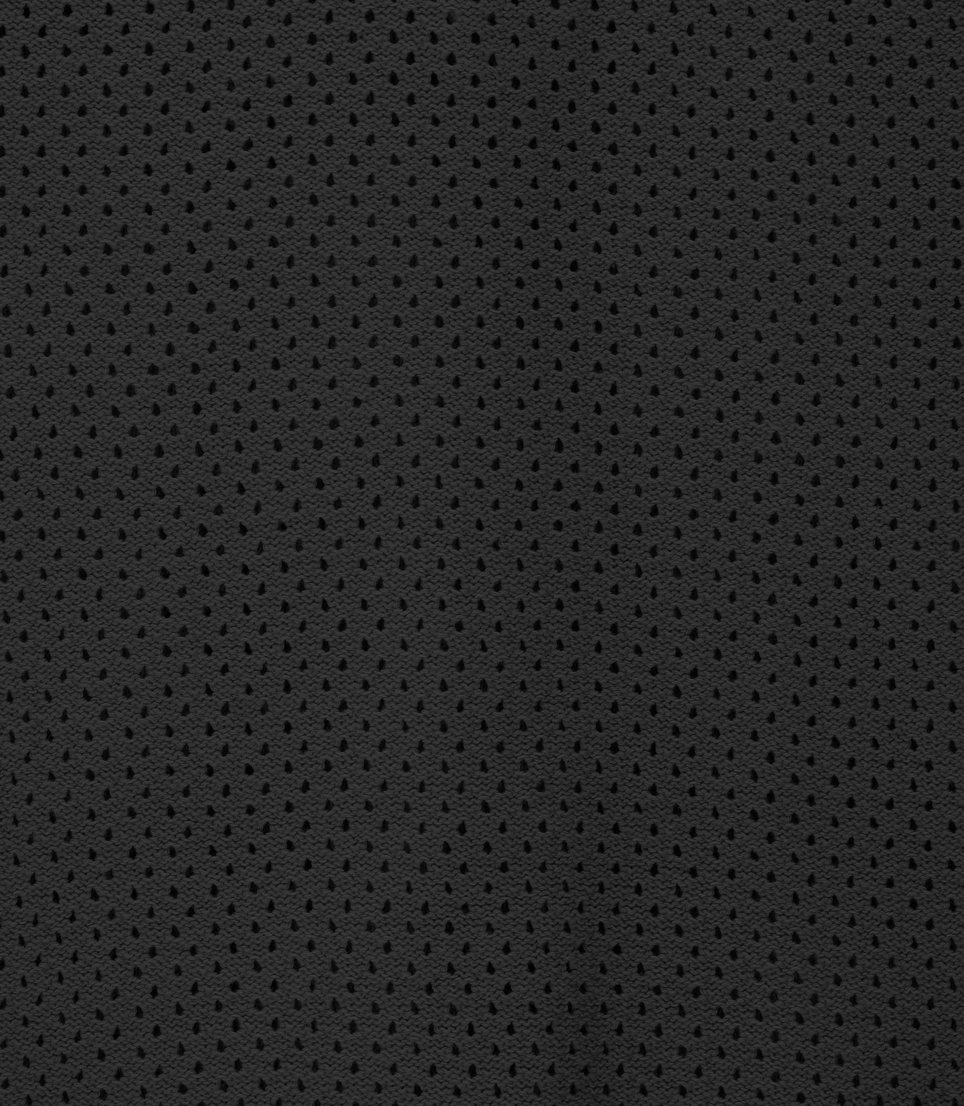 Polo col ouvert en maille ajouré noir - Image 3