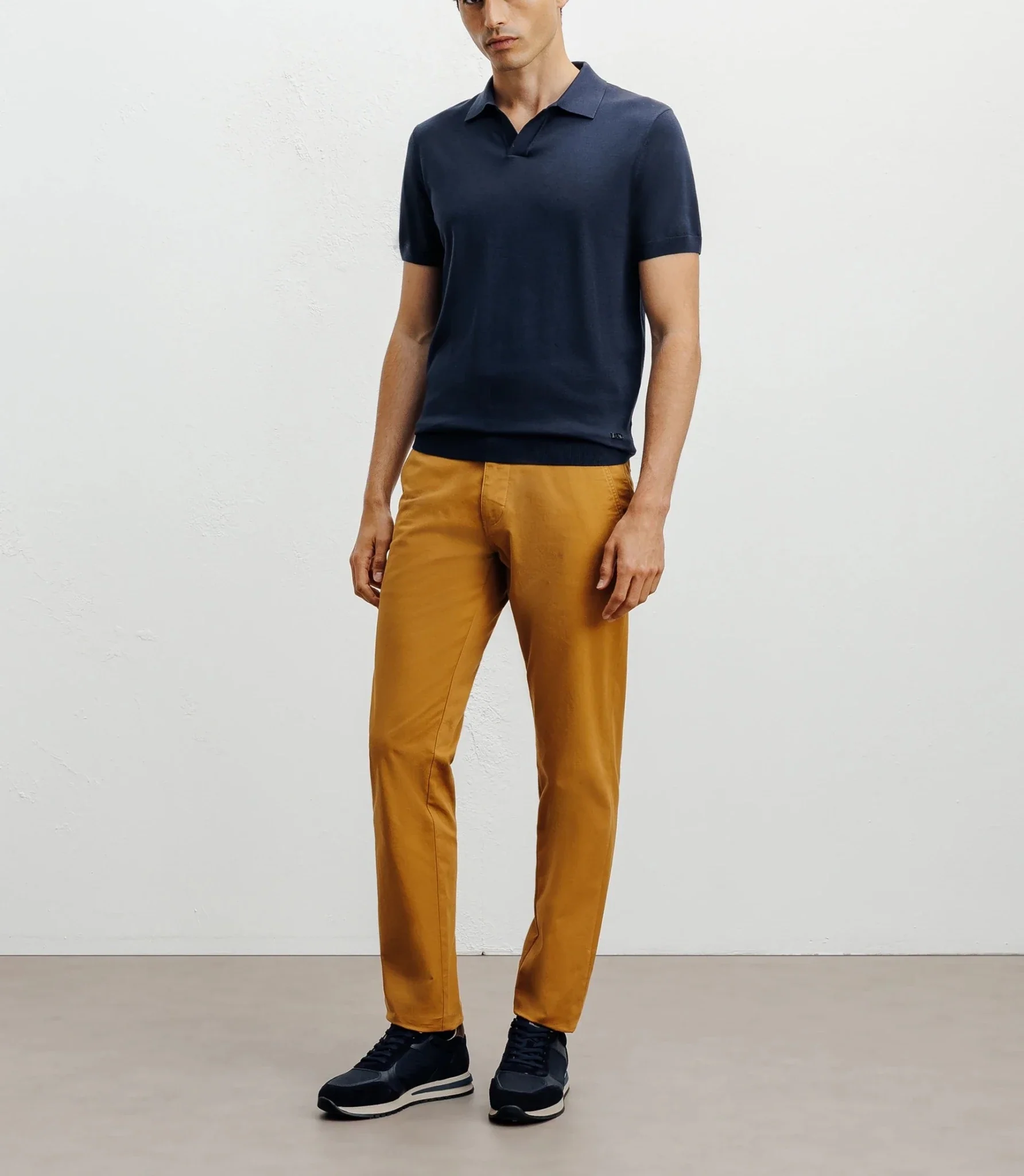Polo col ouvert en maille bleu - Image 3