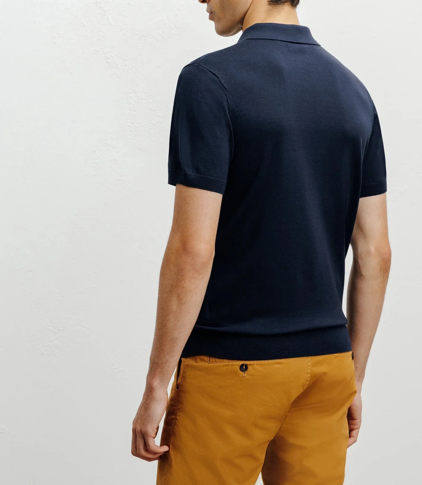 Polo col ouvert en maille bleu - Image 4