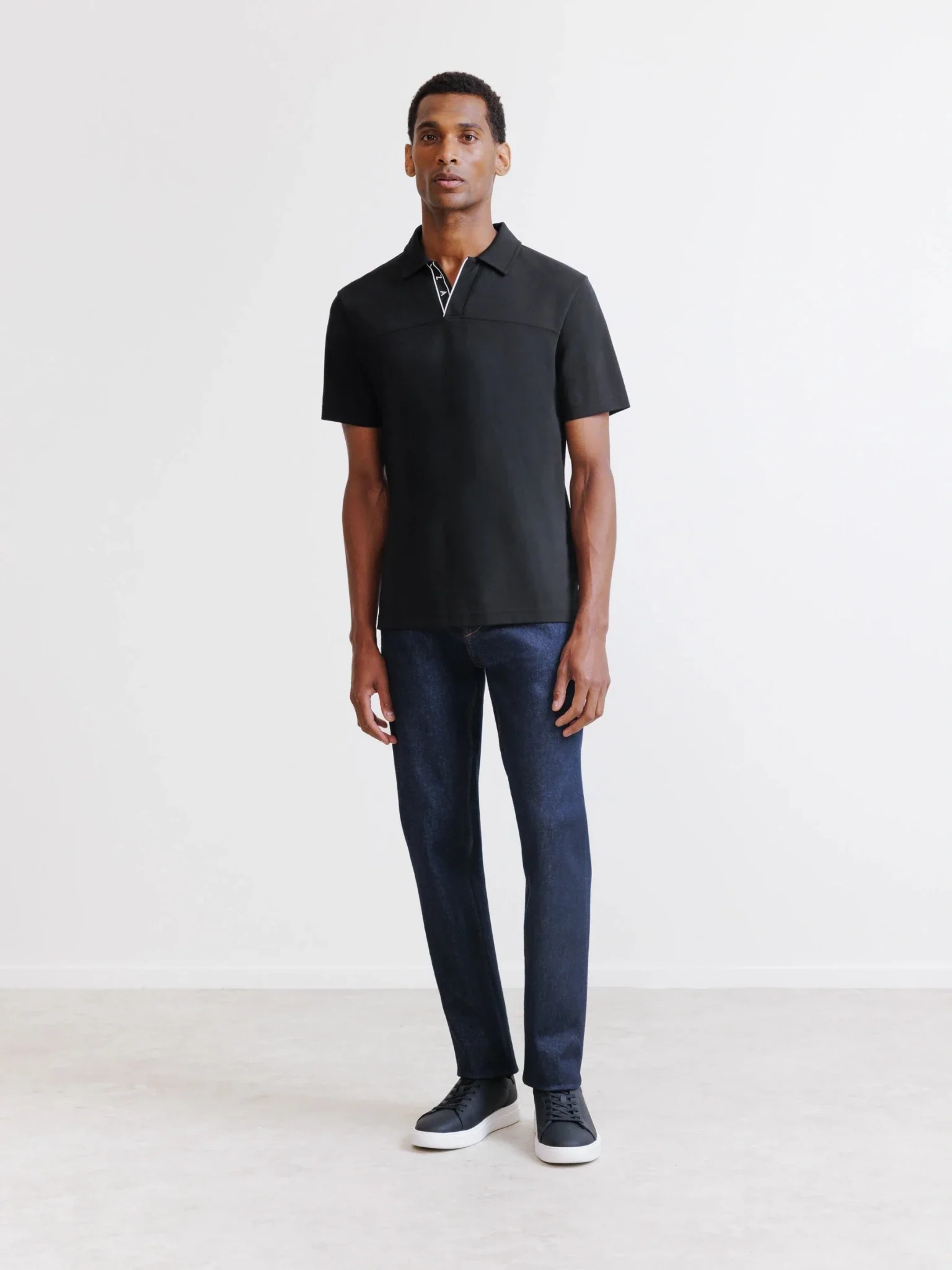 Polo col ouvert noir - Image 3
