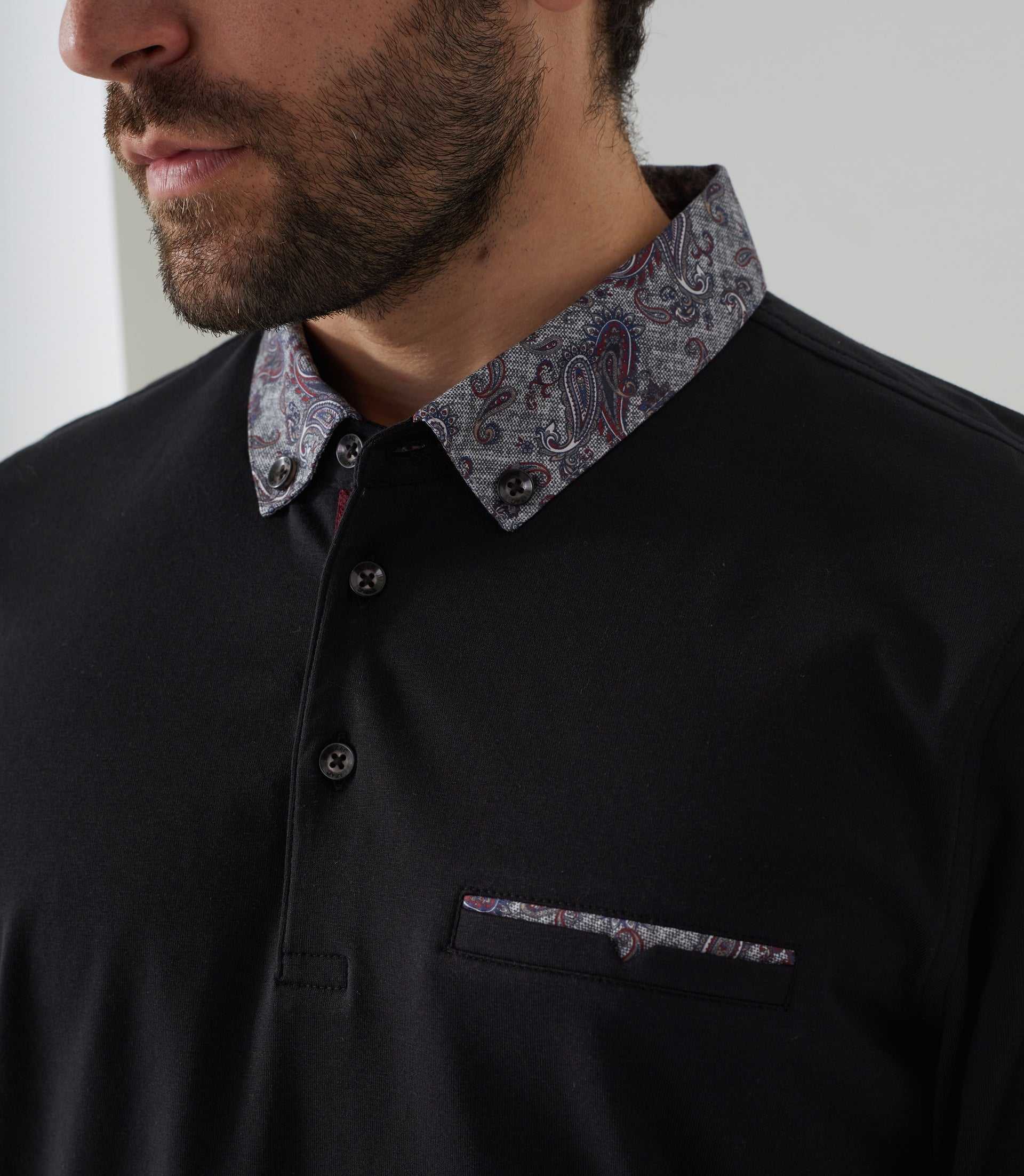 Polo manches longues noir "David" - Image 4