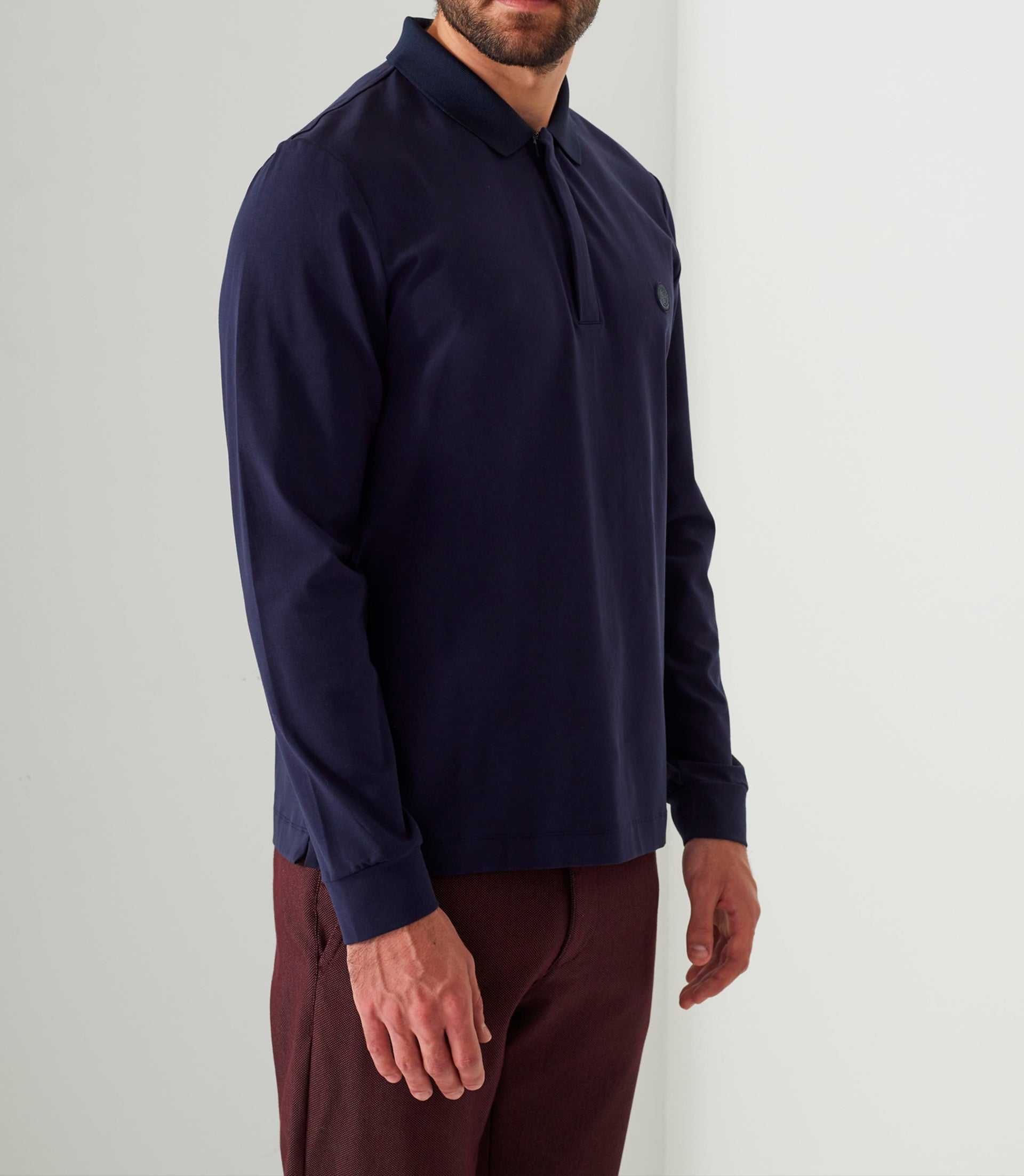Polo manches longues marine "Dexter" - Image 2