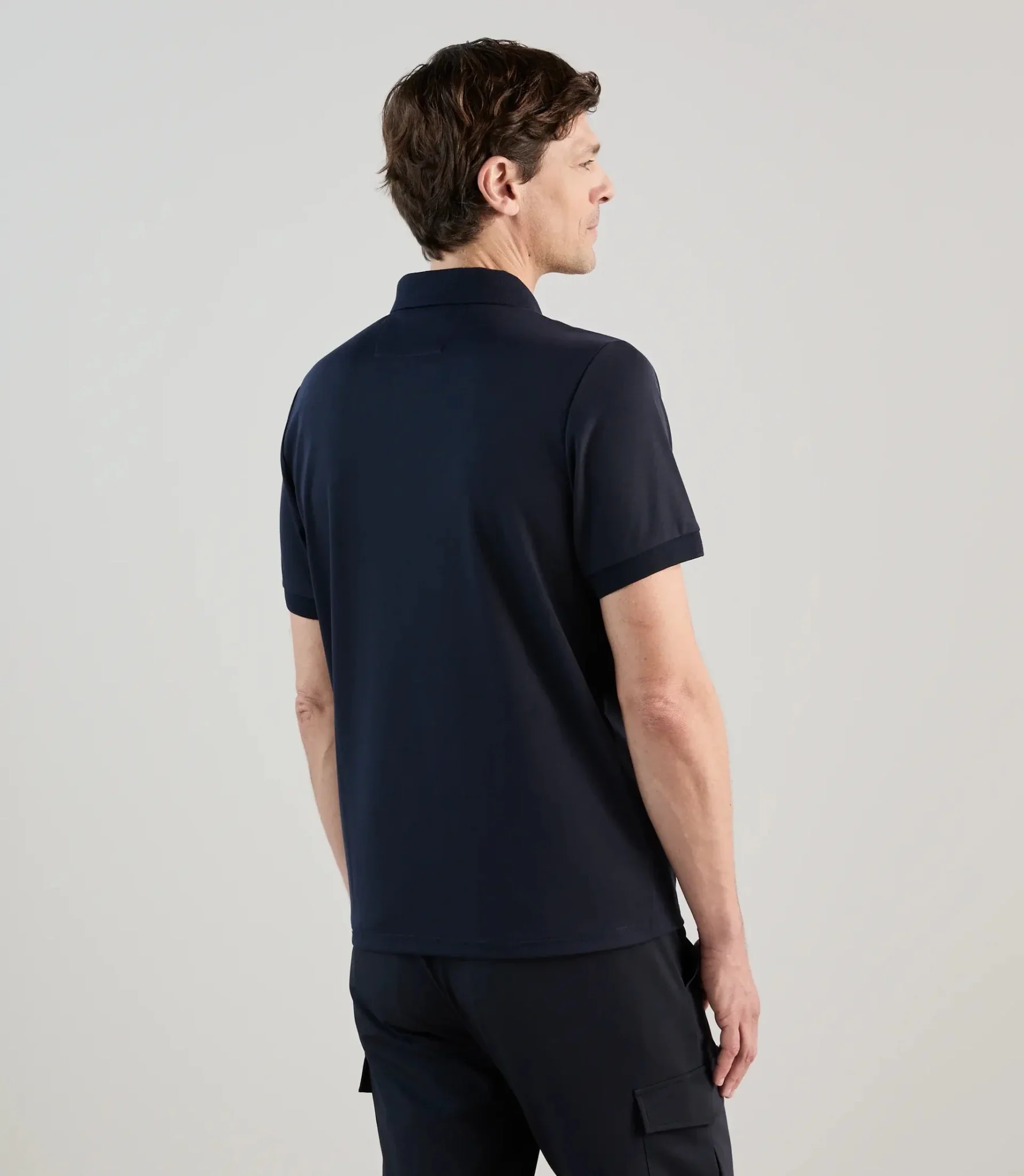 Polo en jersey col zippé marine - Image 4