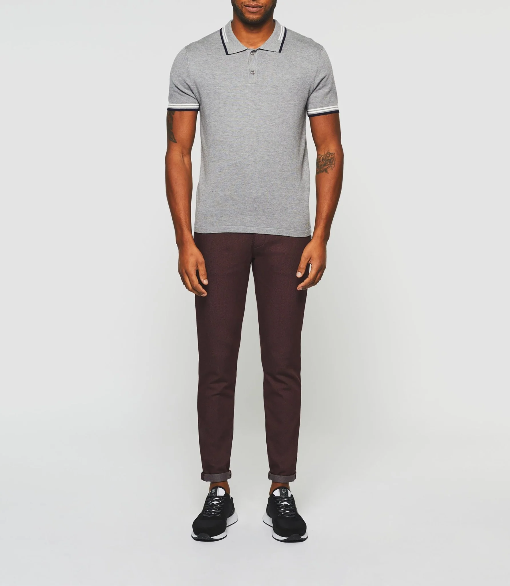 Polo manches courtes gris chiné "Gerald"