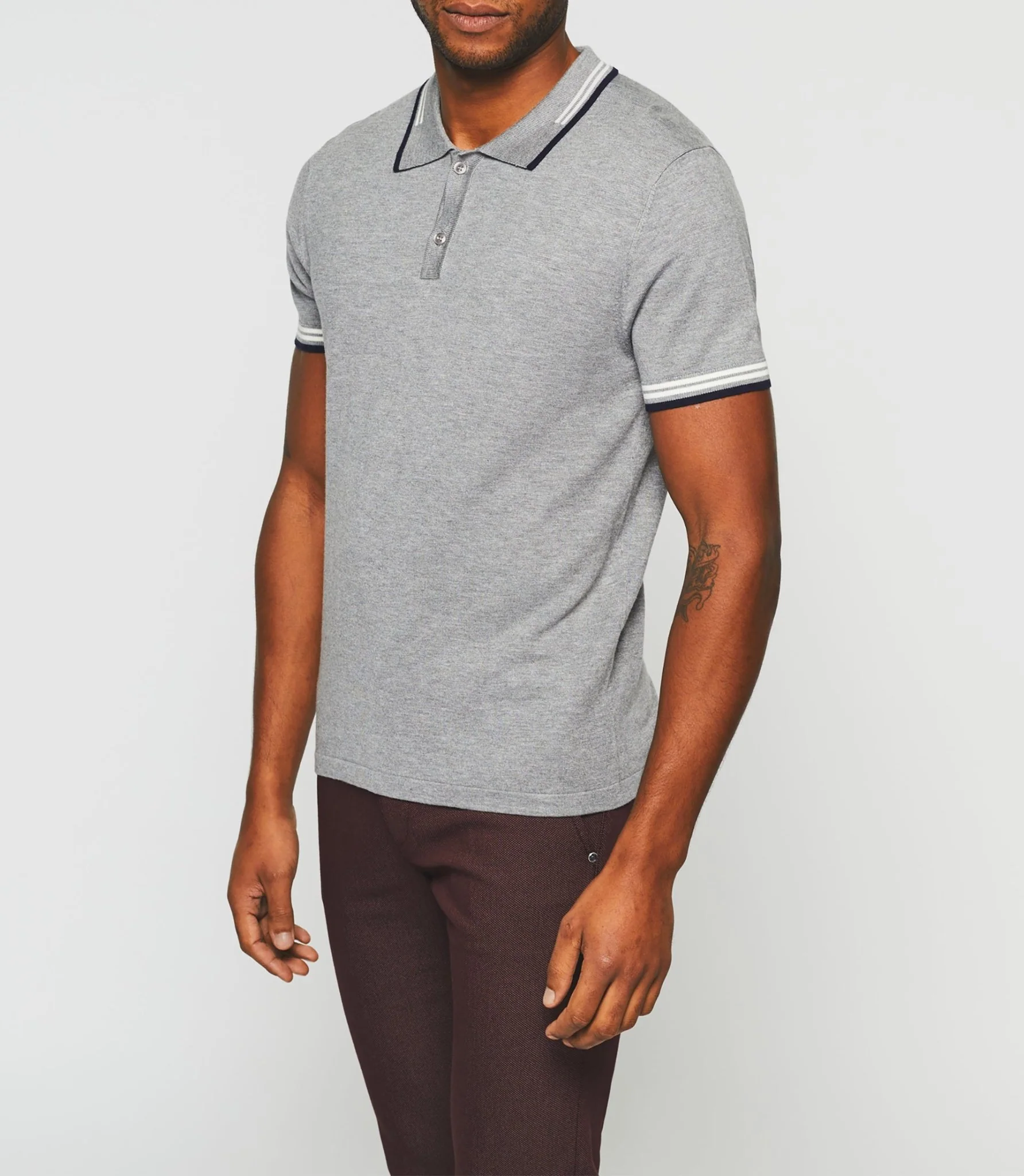 Polo manches courtes gris chiné "Gerald" - Image 4