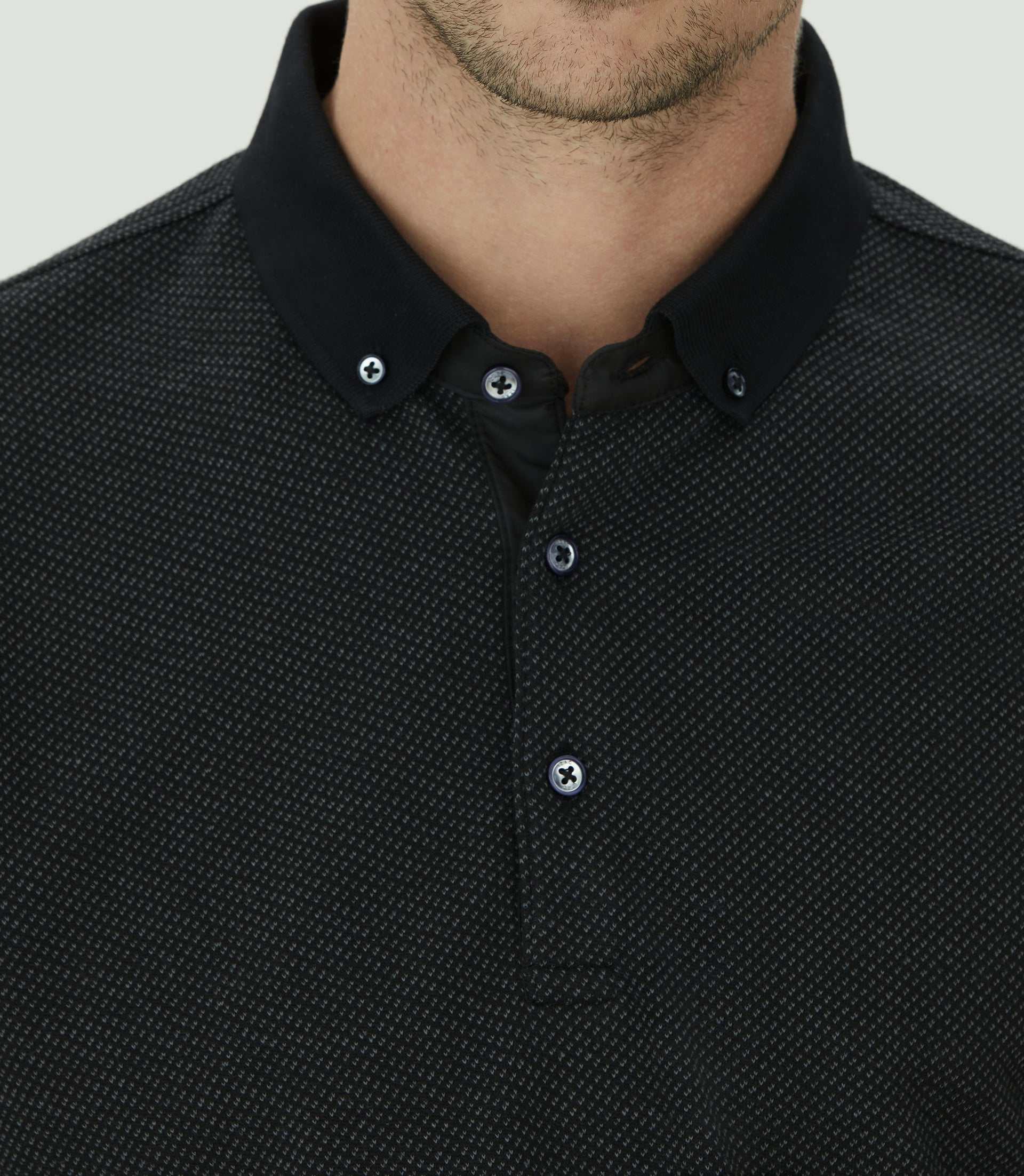 Polo jacquard noir "Clovis" - Image 2