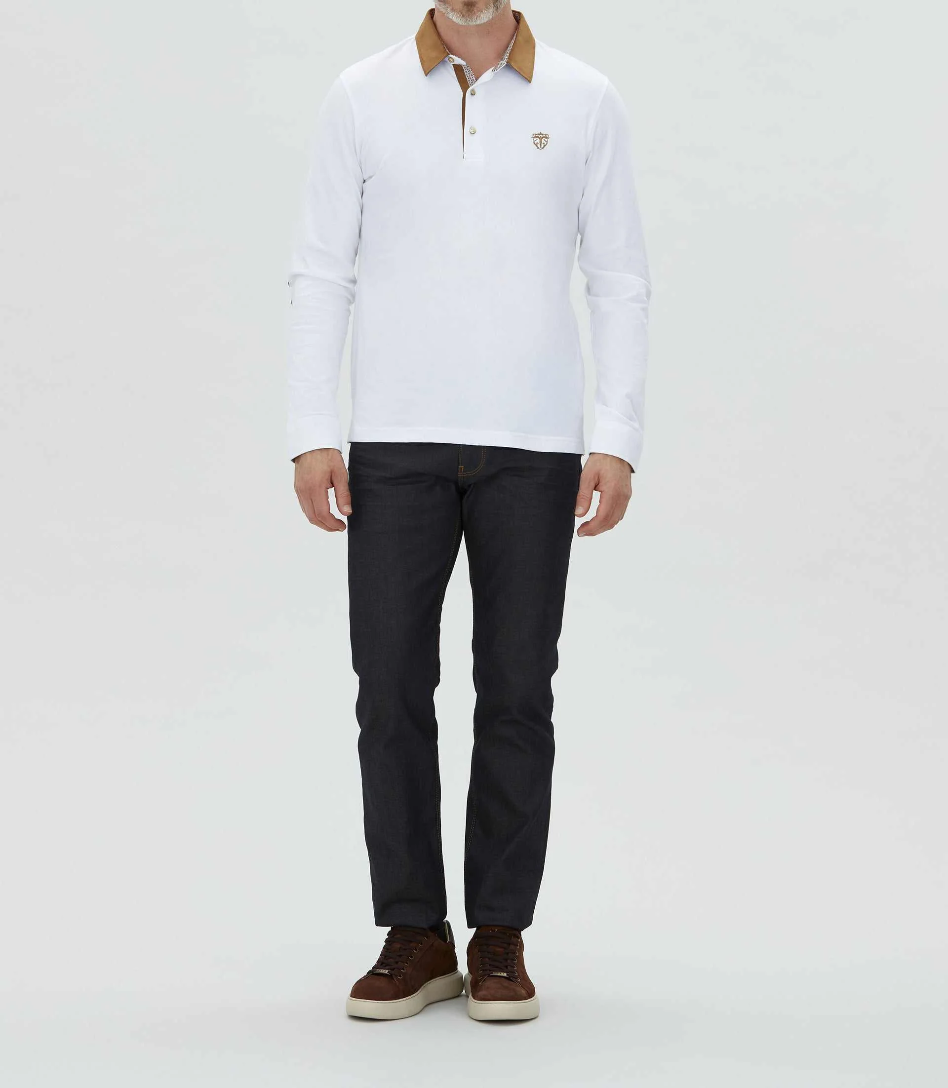 Polo manches longues blanc "Carl"