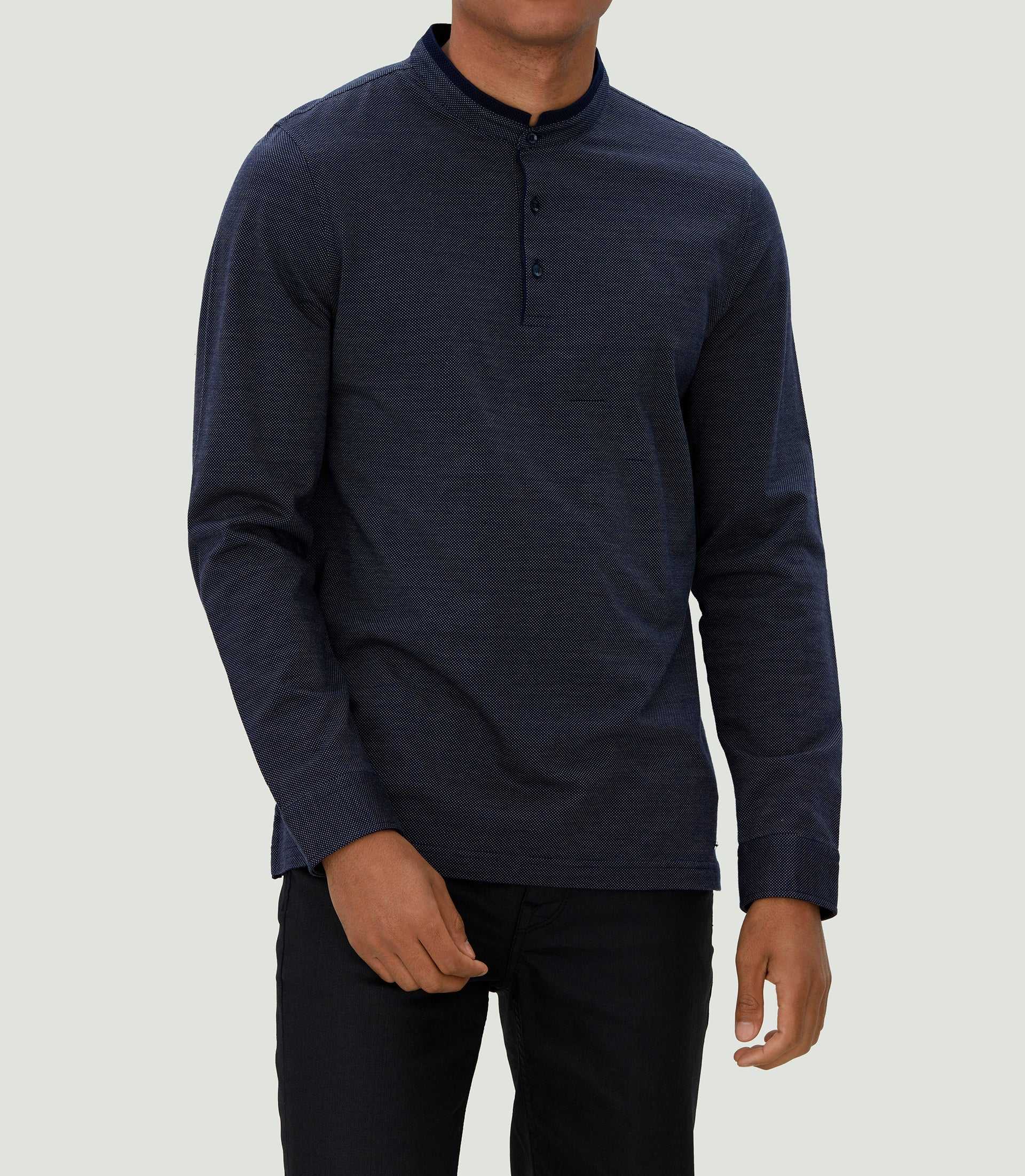 Polo à col mao marine "Calo" - Image 3