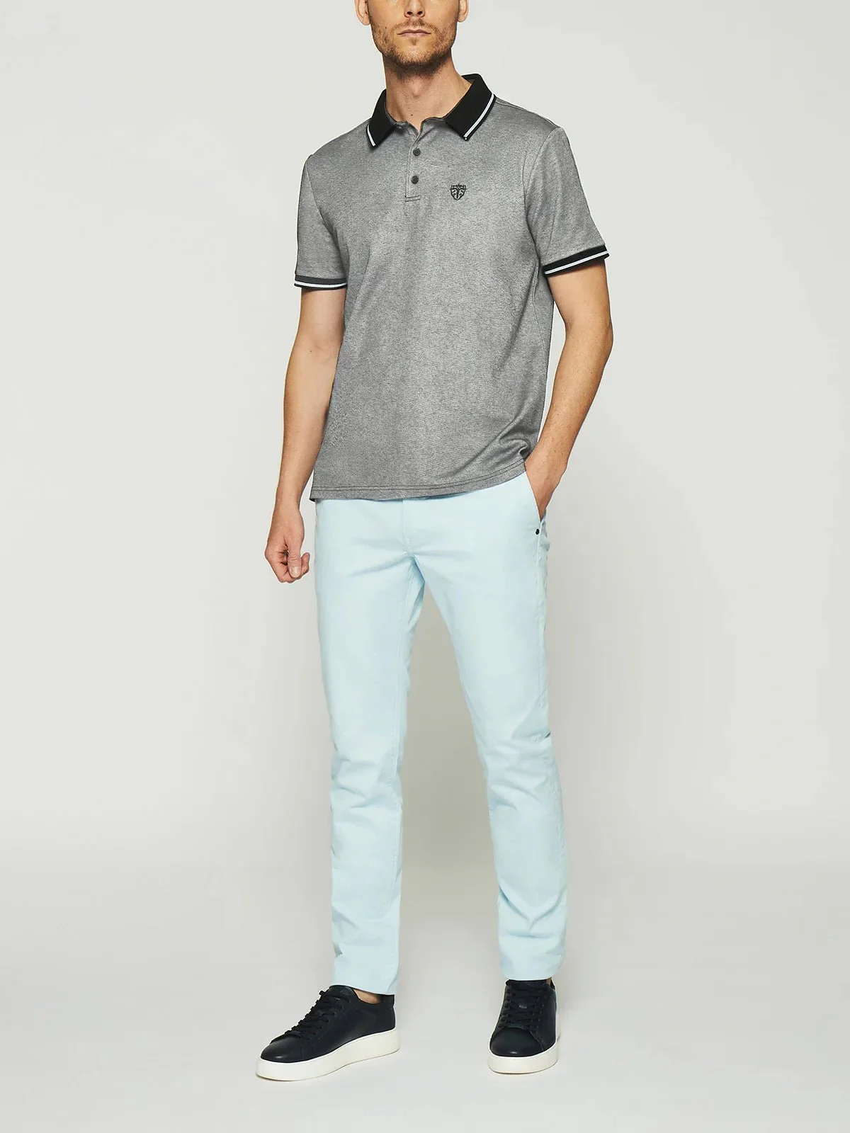Polo avec broderie marine chiné GUYOT