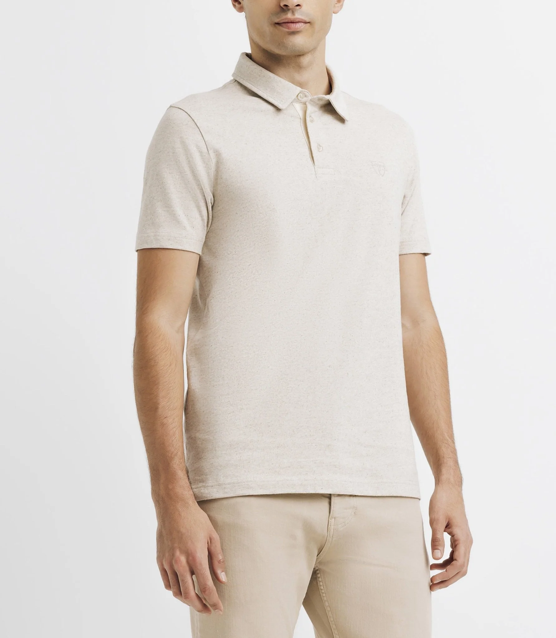 Polo avec col boutonné écru - Image 2